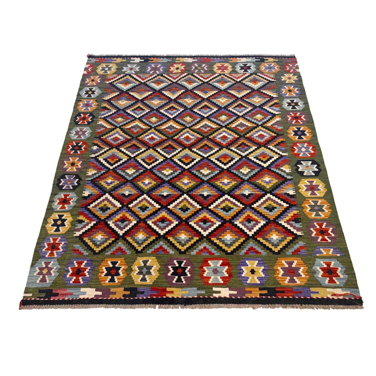 Handmade Vegetable Kelim 5' 0" x 6' 6" (ft) - No. G36678