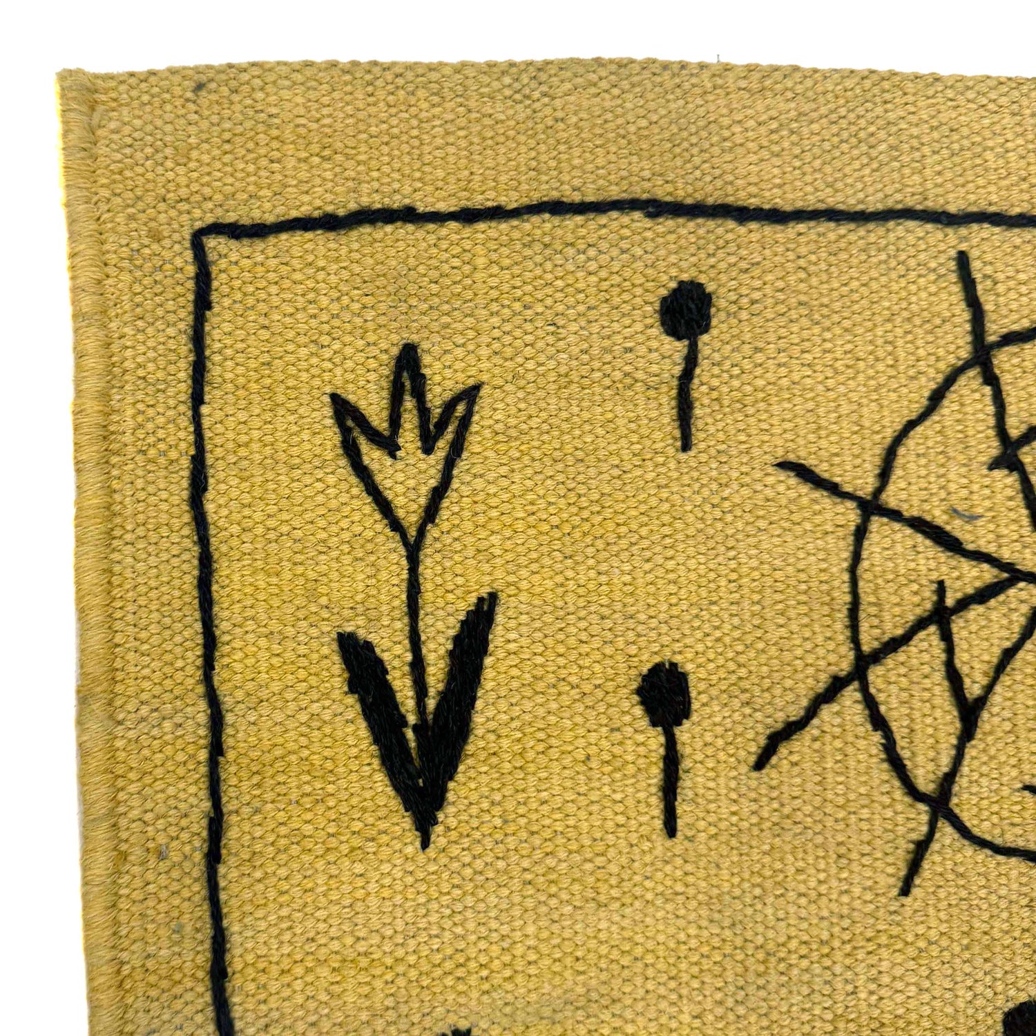 Yellow Color Embroidery Flatweave Kilim 2' 4" x 7' 9" (ft)- No. G36691