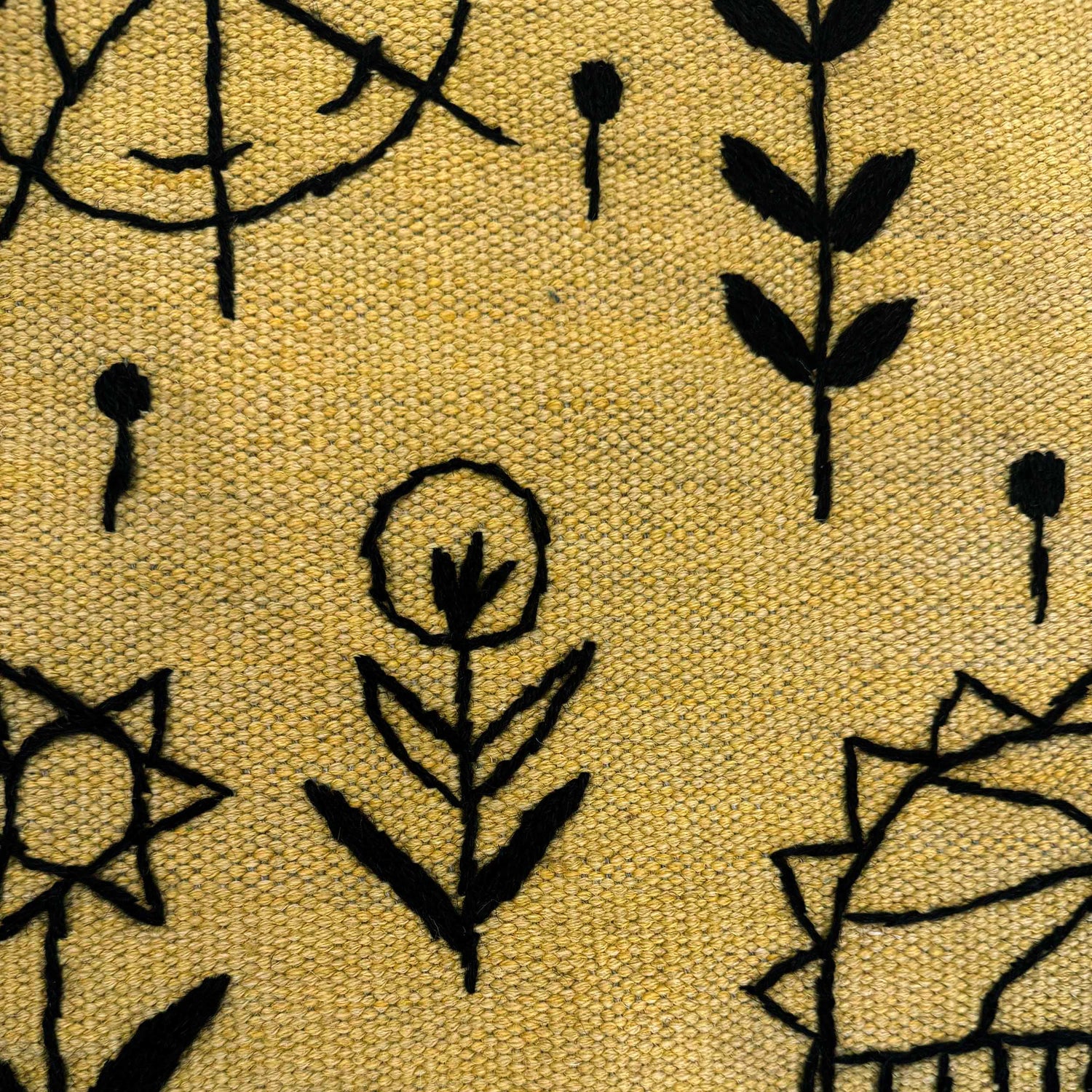 Yellow Color Embroidery Flatweave Kilim 2' 4" x 7' 9" (ft)- No. G36691
