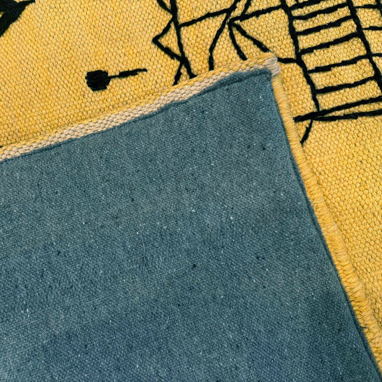 Yellow Color Embroidery Flatweave Kilim 2' 4" x 7' 9" (ft)- No. G36691