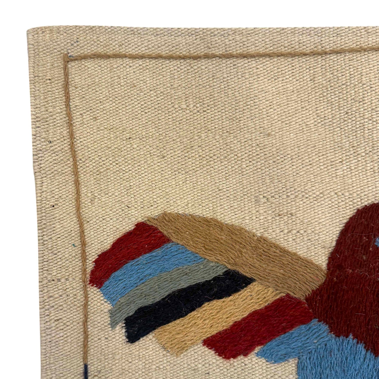 Ivory Color Embroidery Flatweave Kilim 4' 0" x 6' 0" (ft) - No. G36692