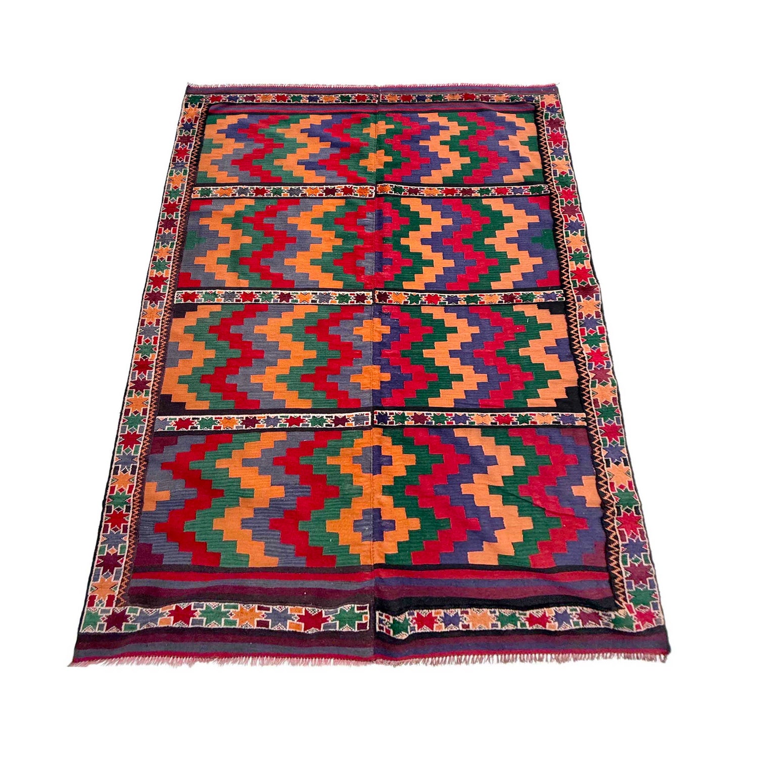 Hand Knotted Multi Dhurrie 5' 6" x 8' 5" (ft) - No. G36859