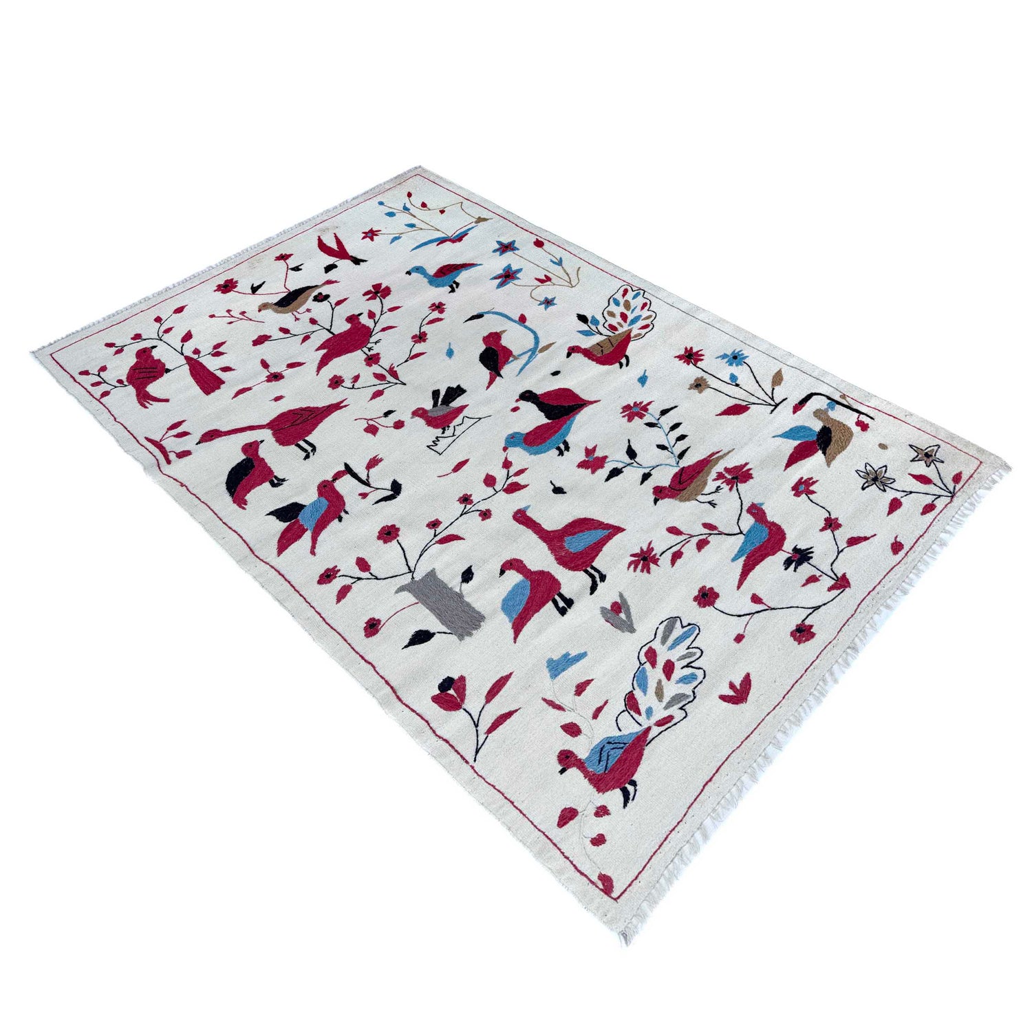 Hand Knotted Embroidery Kilim 3' 10" x 6' 4" (ft) - No. G37359