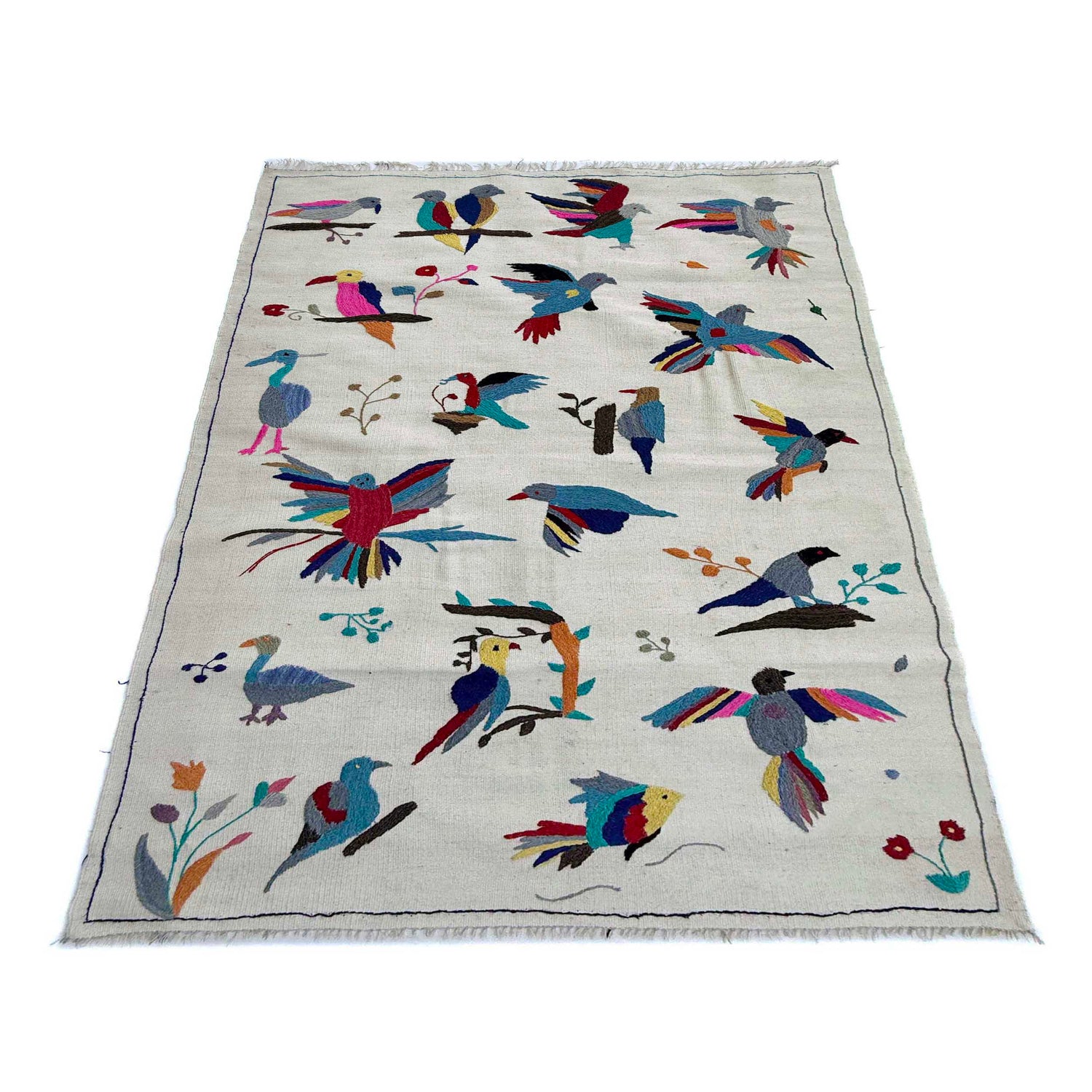 Pakistani Embroidery Kelim 3' 9" x 6' 4" (ft) - No. G37360