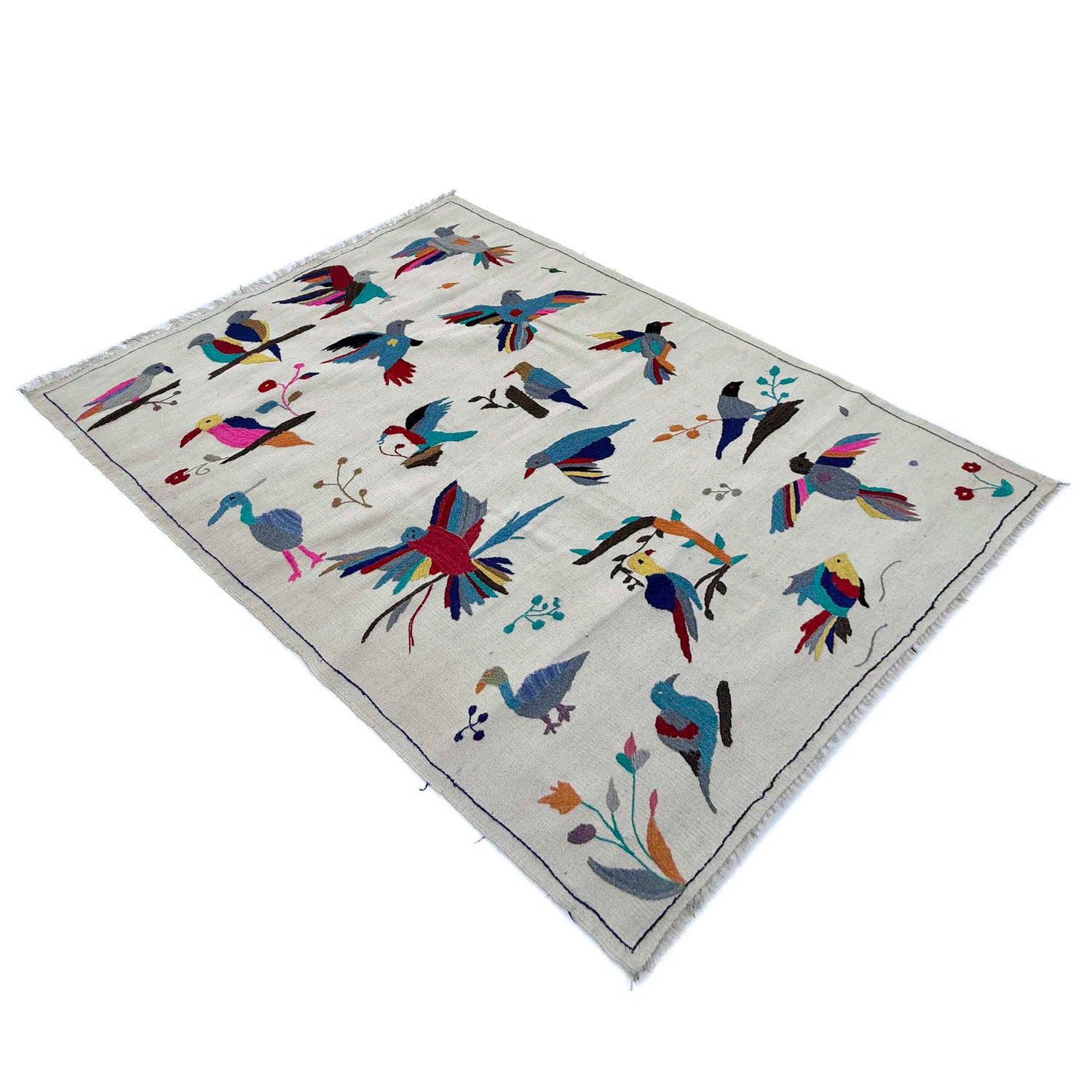 Pakistani Embroidery Kelim 3' 9" x 6' 4" (ft) - No. G37360