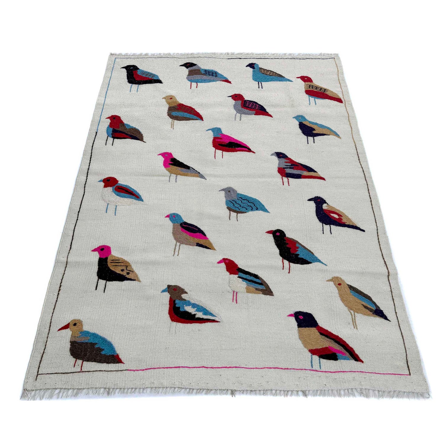 Handmade Embroidery Kilim 3' 2" x 5' 0" (ft) - No. G37361