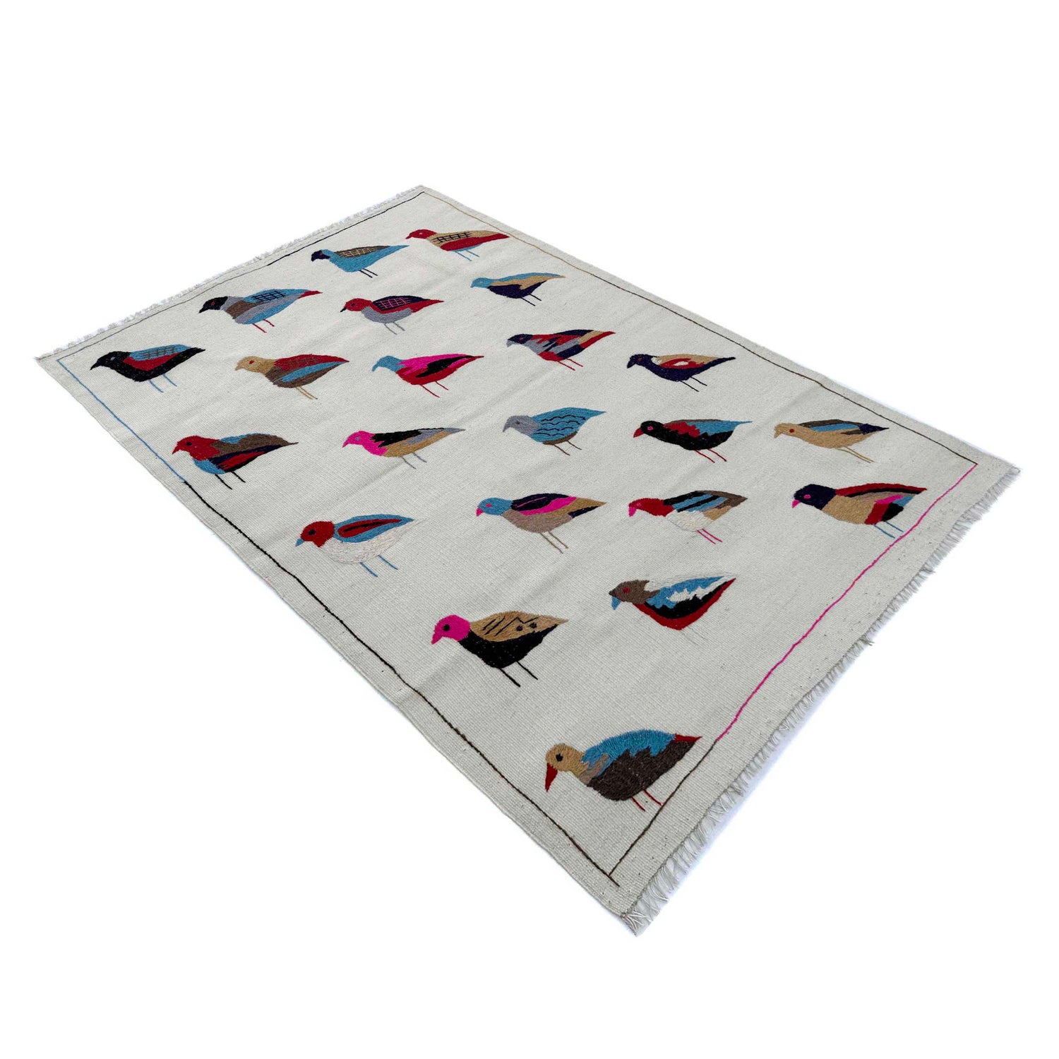 Handmade Embroidery Kilim 3' 2" x 5' 0" (ft) - No. G37361