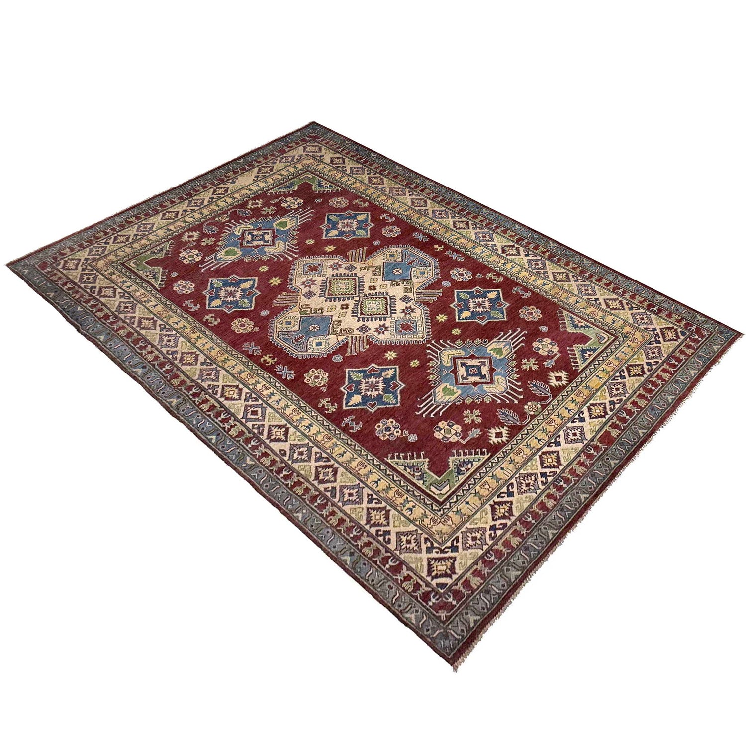 Hand Knotted Kazak Rug 6' 8" x 9' 11" (ft) - No. G37577