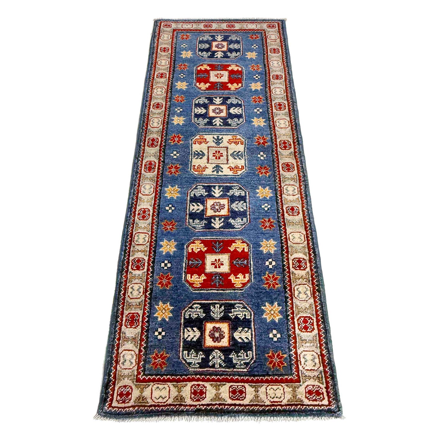 Blue Color Kazak Runner 2' 1" x 6' 1" (ft) - No. G37591