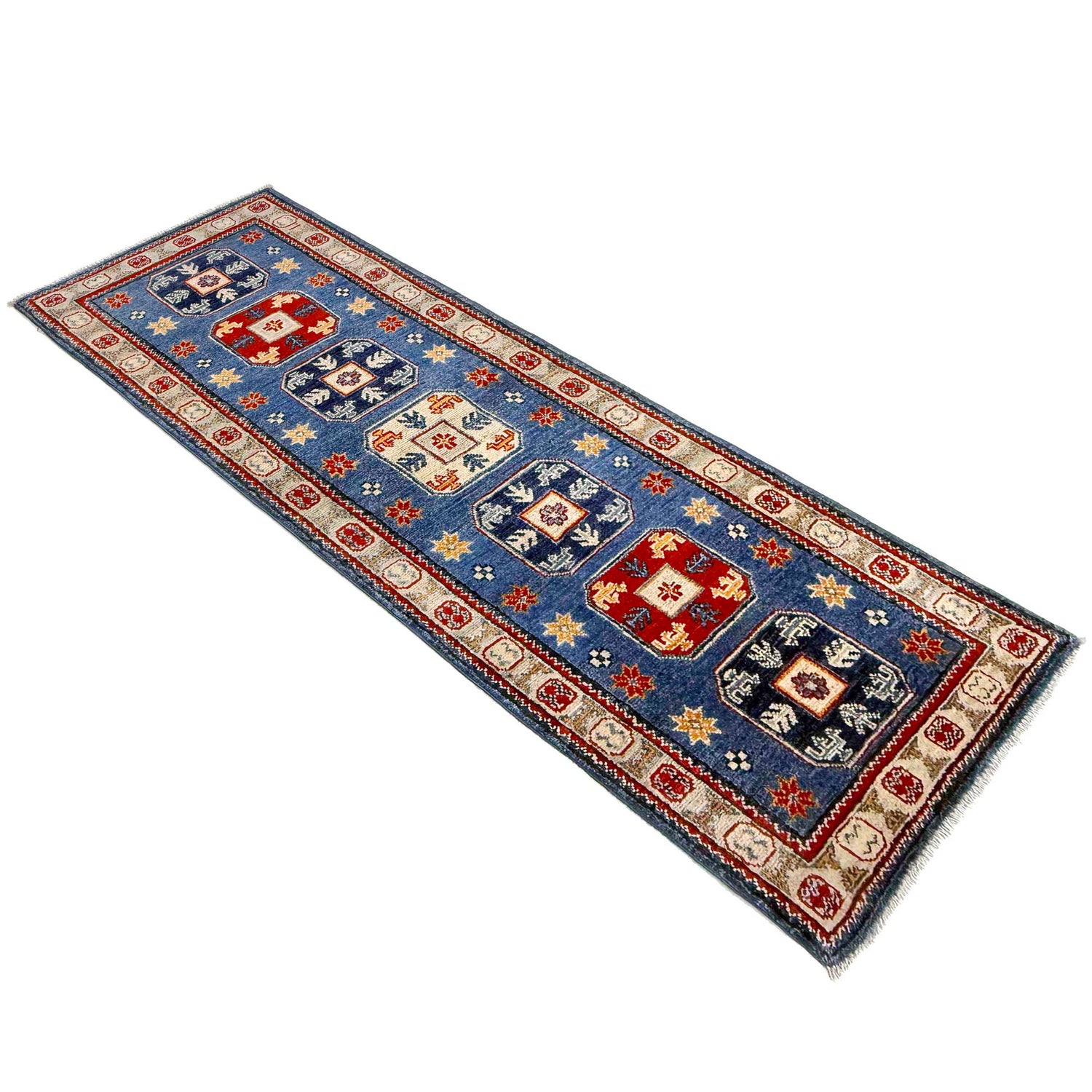 Blue Color Kazak Runner 2' 1" x 6' 1" (ft) - No. G37591