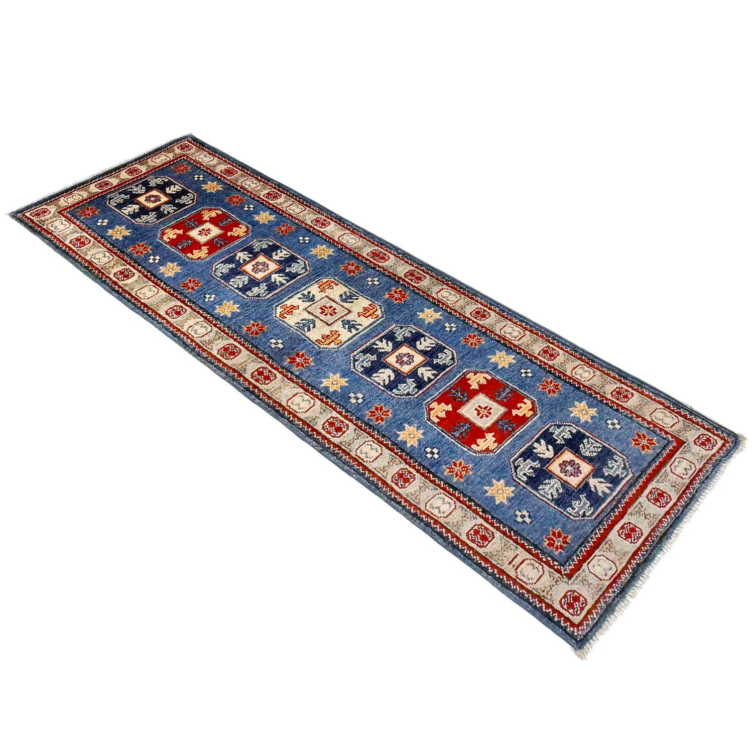 Blue Color Kazak Runner 2' 1" x 6' 1" (ft) - No. G37591