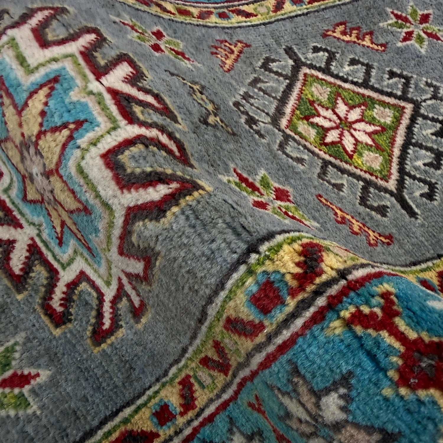 Grey Color Kazak Runner 1' 11" x 5' 7" (ft) - No. G37595