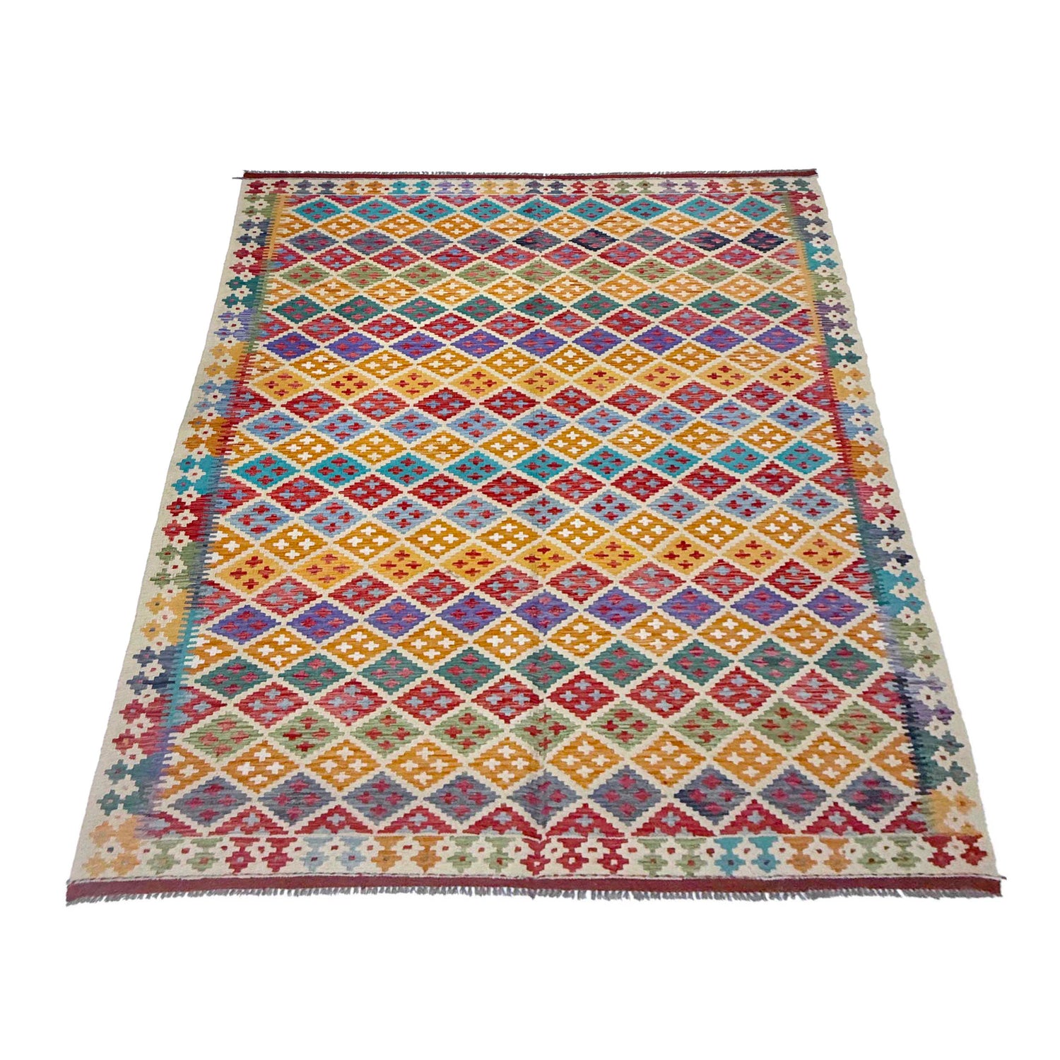 Handmade Vegetable Kilim 6' 11" x 9' 6" (ft) - No. G38828