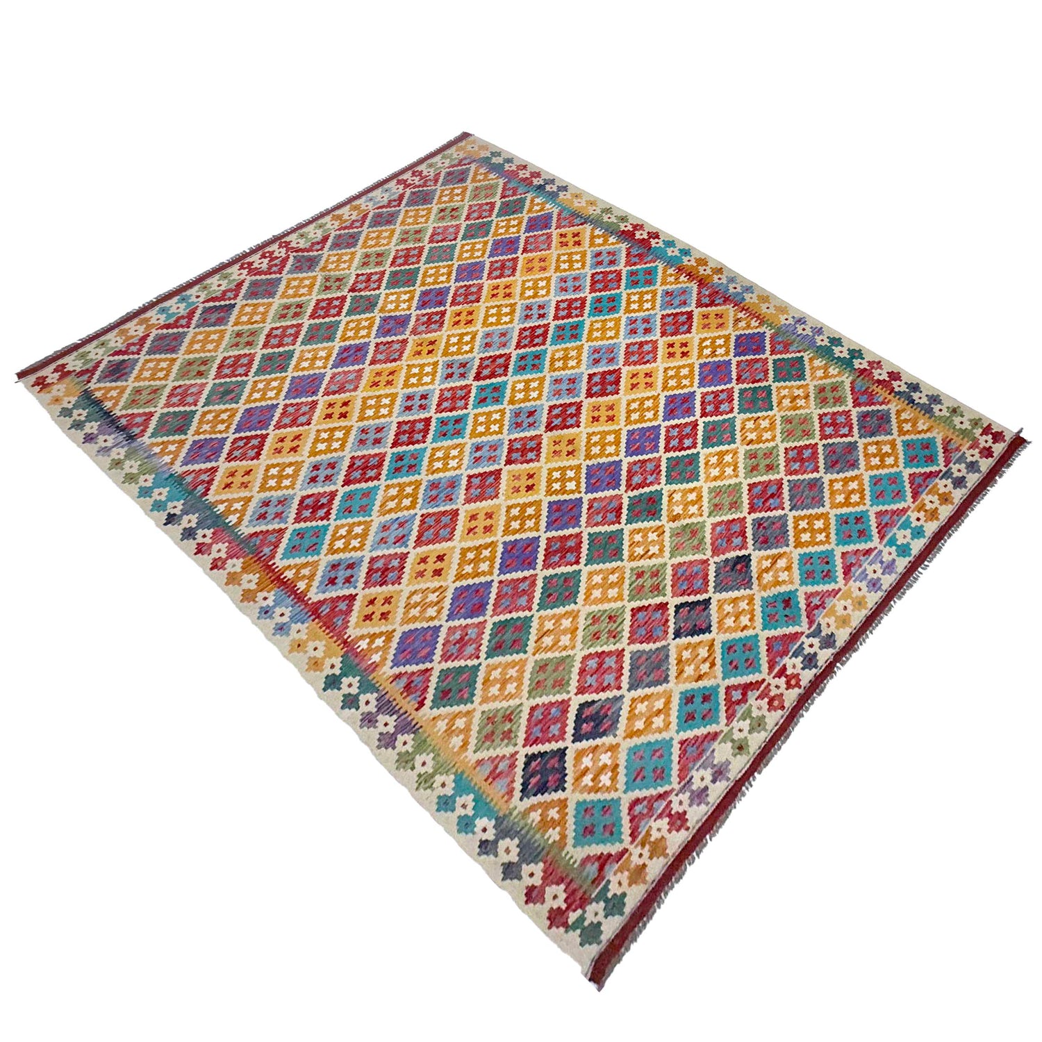 Handmade Vegetable Kilim 6' 11" x 9' 6" (ft) - No. G38828