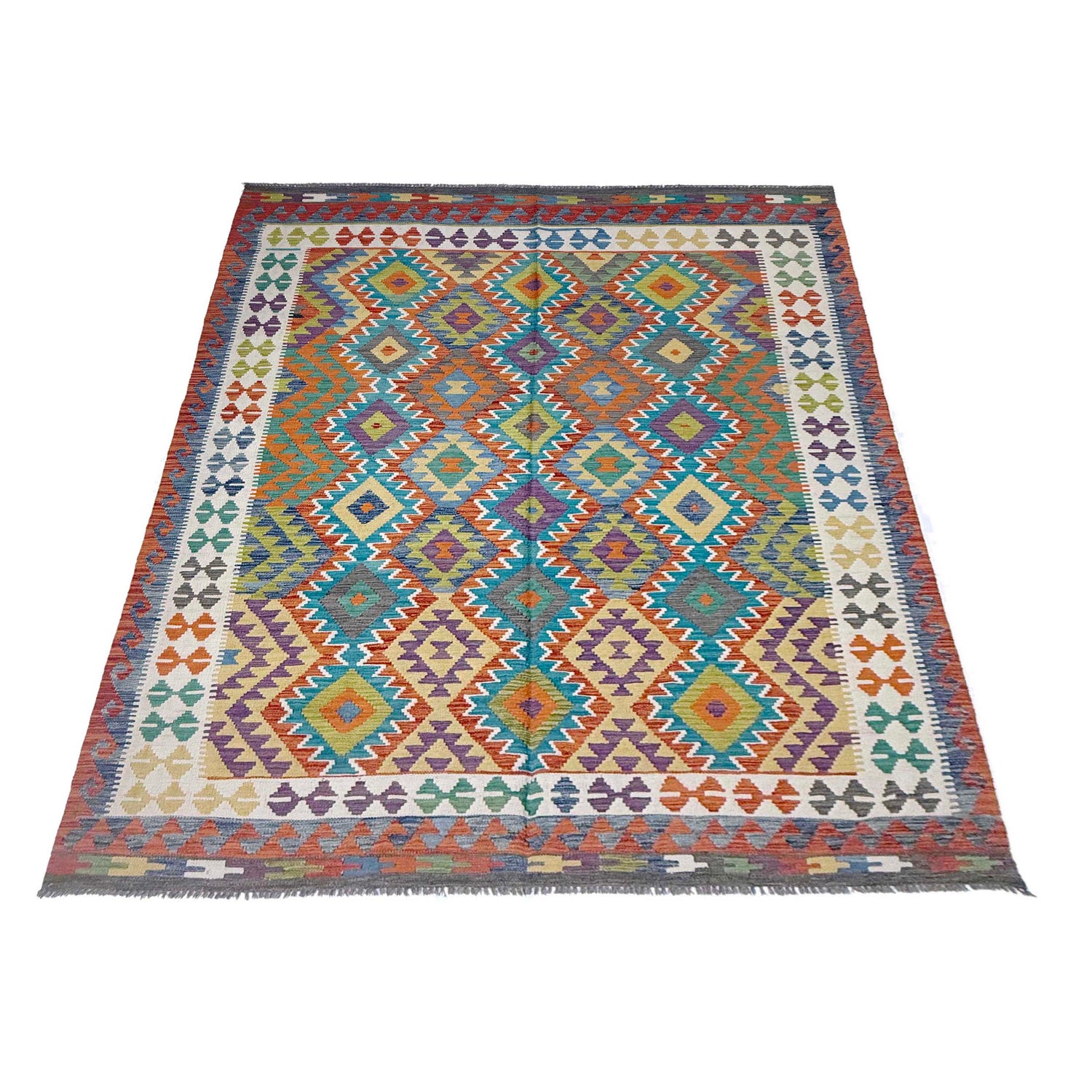 Handmade Vegetable Kelim 6' 9" x 9' 7" (ft) - No. G38830