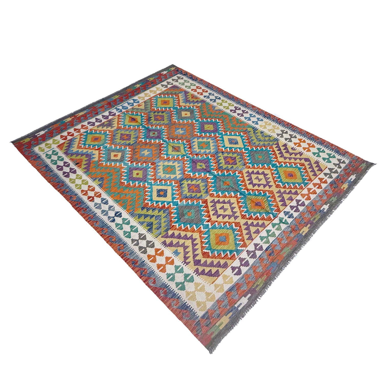 Handmade Vegetable Kelim 6' 9" x 9' 7" (ft) - No. G38830