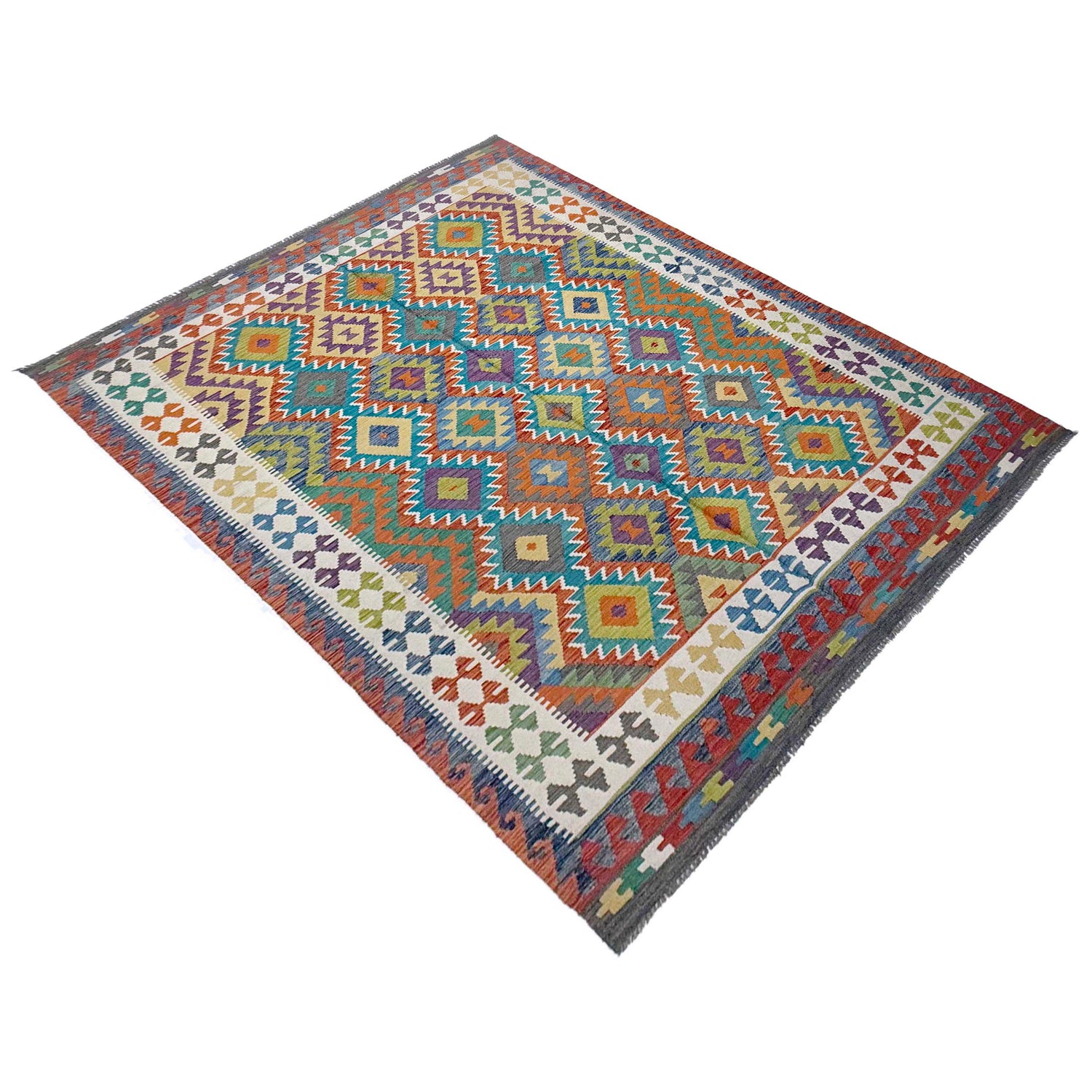 Handmade Vegetable Kelim 6' 9" x 9' 7" (ft) - No. G38830
