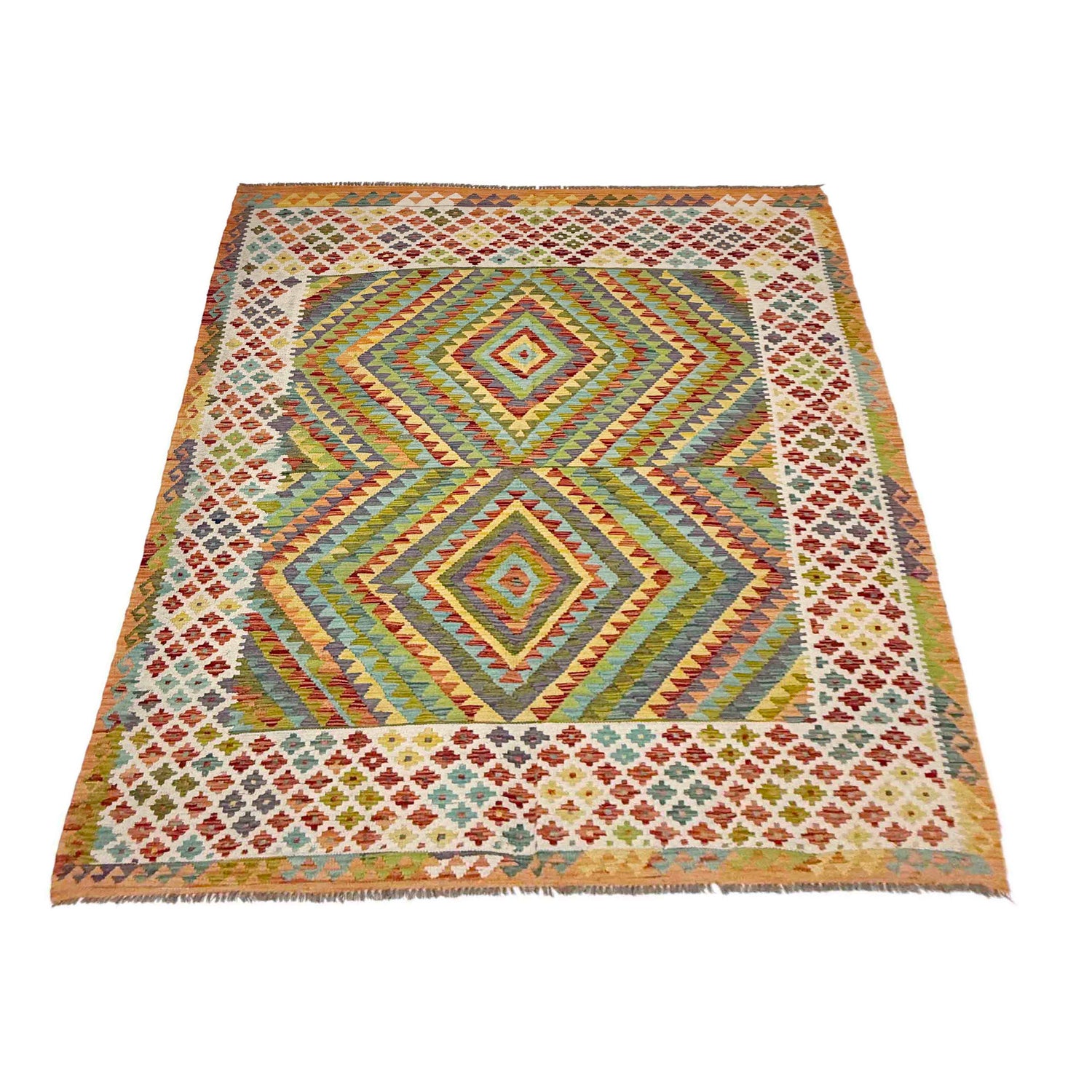 Handmade Vegetable Kelim 6' 8" x 9' 3" (ft) - No. G38831
