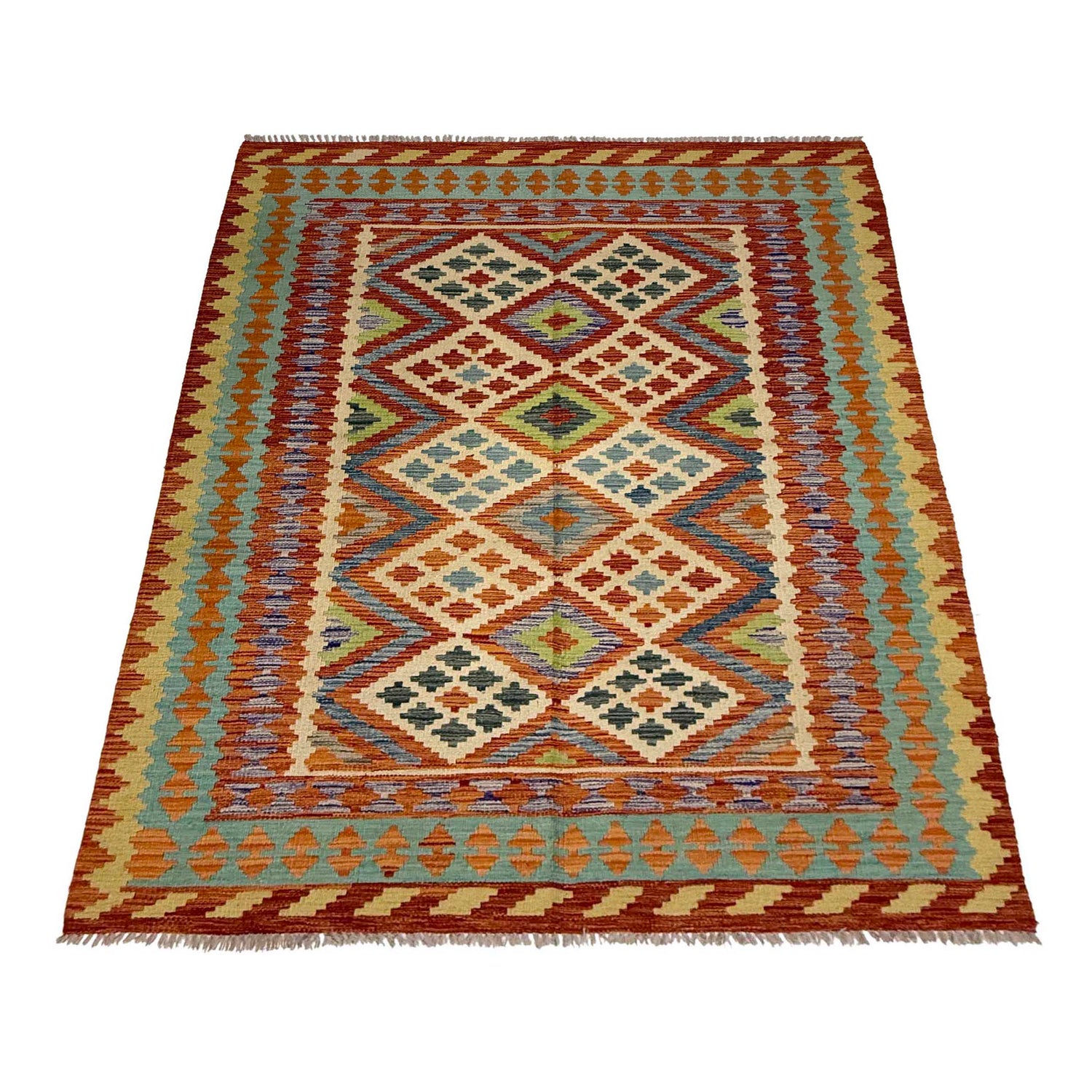 Handmade Vegetable Kilim 4' 10" x 6' 4" (ft) - No. G38843