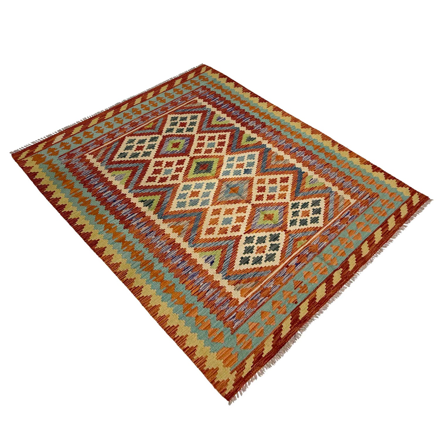 Handmade Vegetable Kilim 4' 10" x 6' 4" (ft) - No. G38843