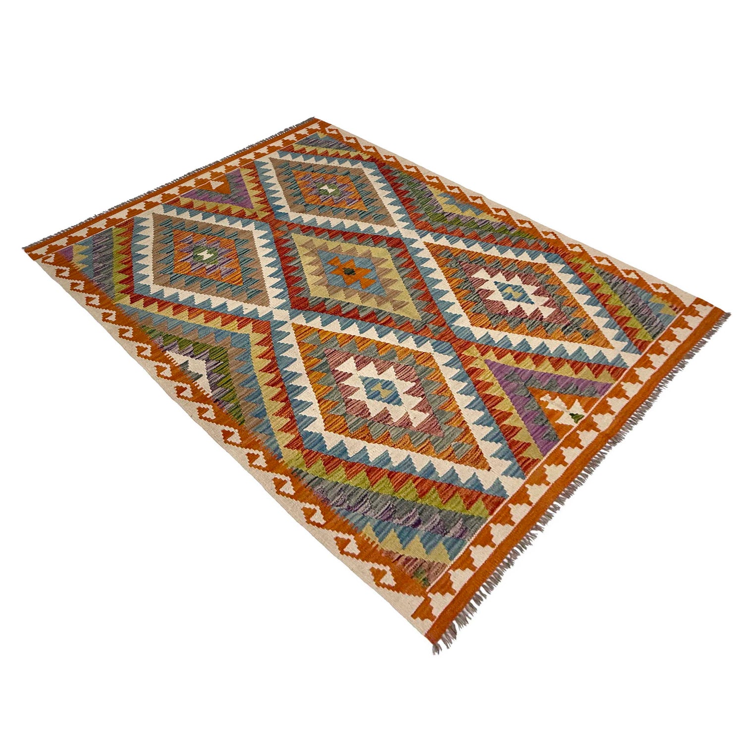 Handmade Vegetable Kelim 4' 11" x 6' 5" (ft) - No. G38844