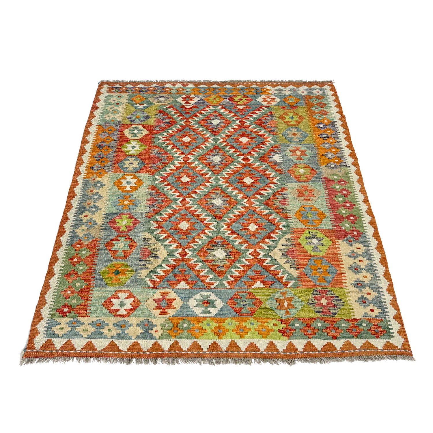 Handmade Vegetable Kelim 5' 0" x 6' 6" (ft) - No. G38872