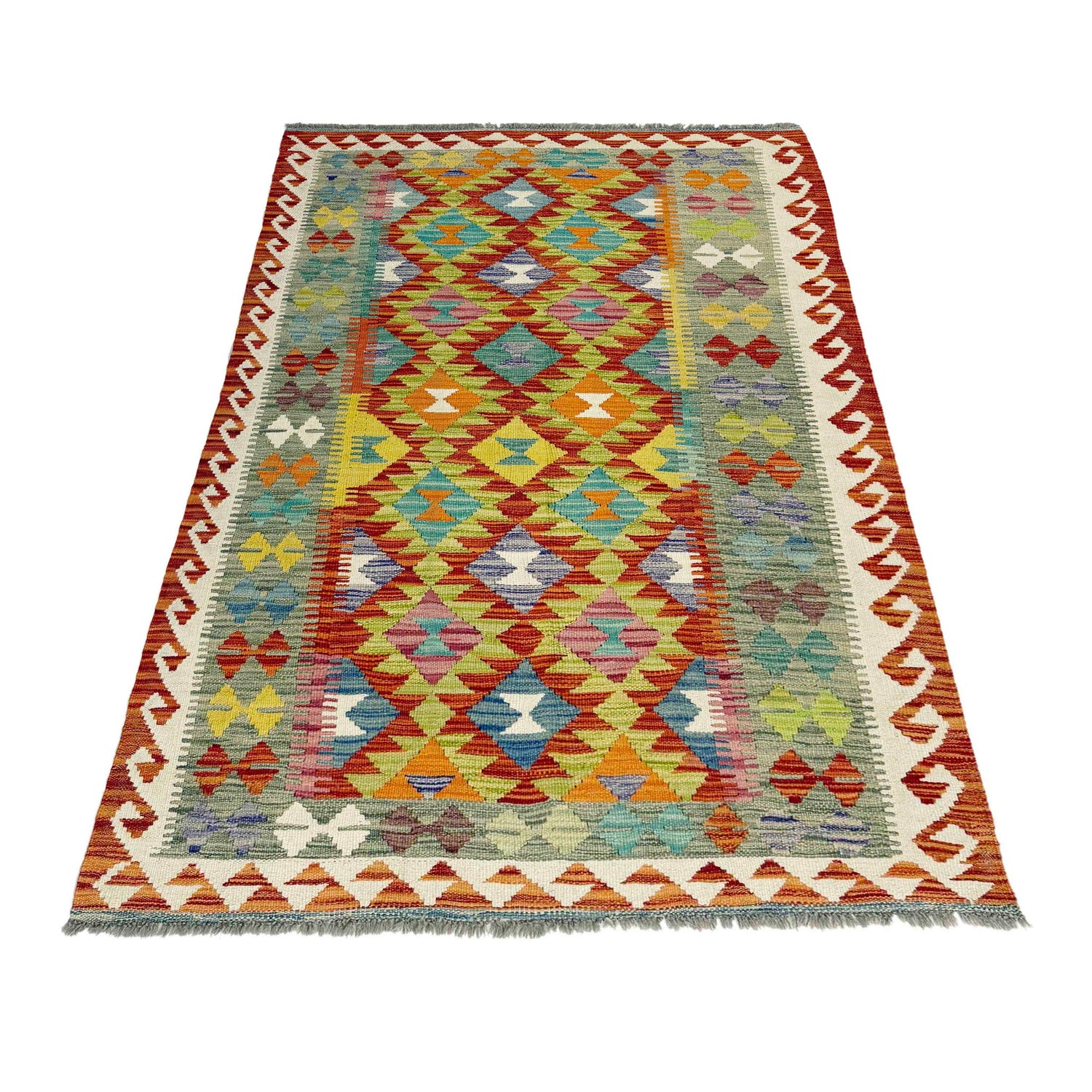 Handmade Vegetable Kilim 3' 11" x 6' 5" (ft) - No. G38876
