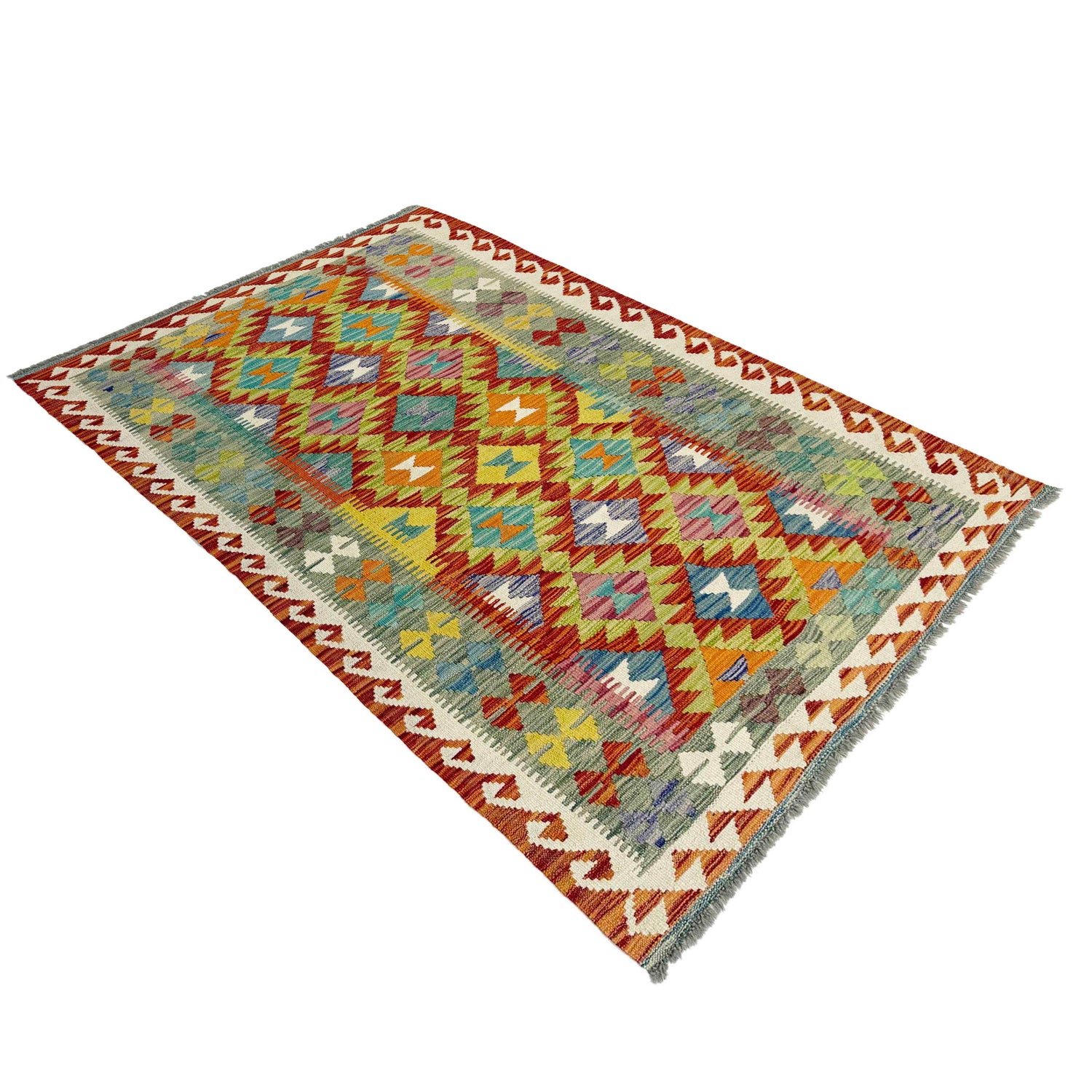 Handmade Vegetable Kilim 3' 11" x 6' 5" (ft) - No. G38876