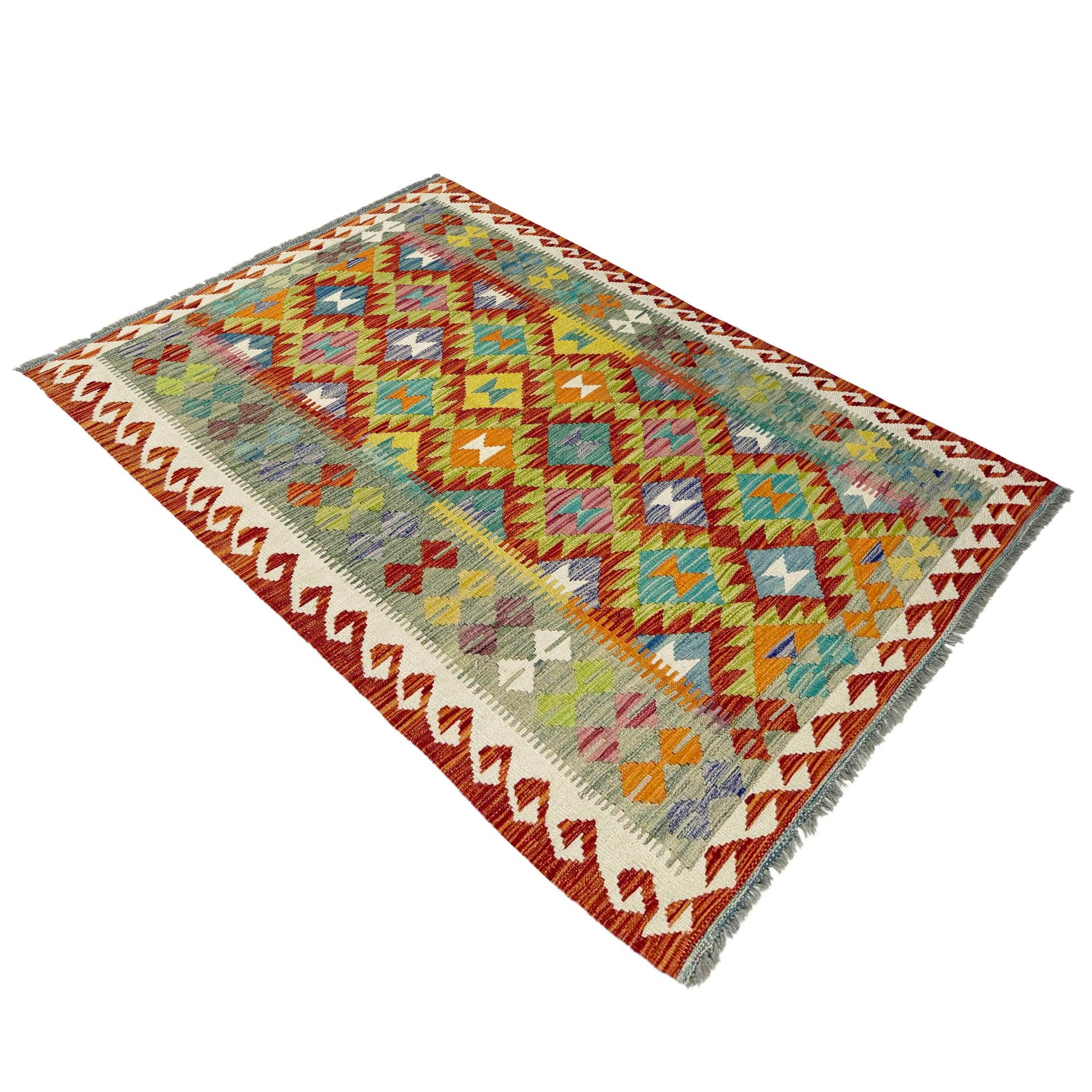 Handmade Vegetable Kilim 3' 11" x 6' 5" (ft) - No. G38876