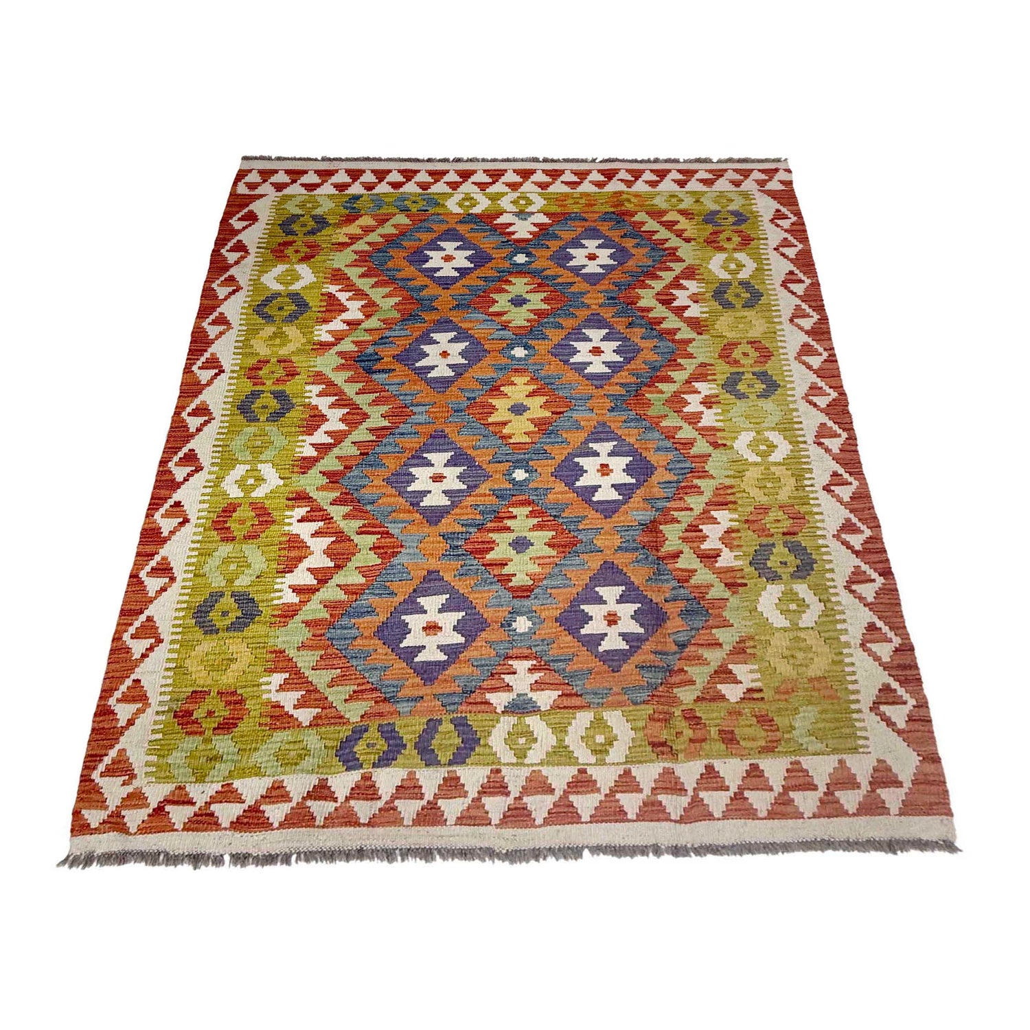 Handmade Vegetable Kilim 4' 5" x 6' 4" (ft) - No. G38880