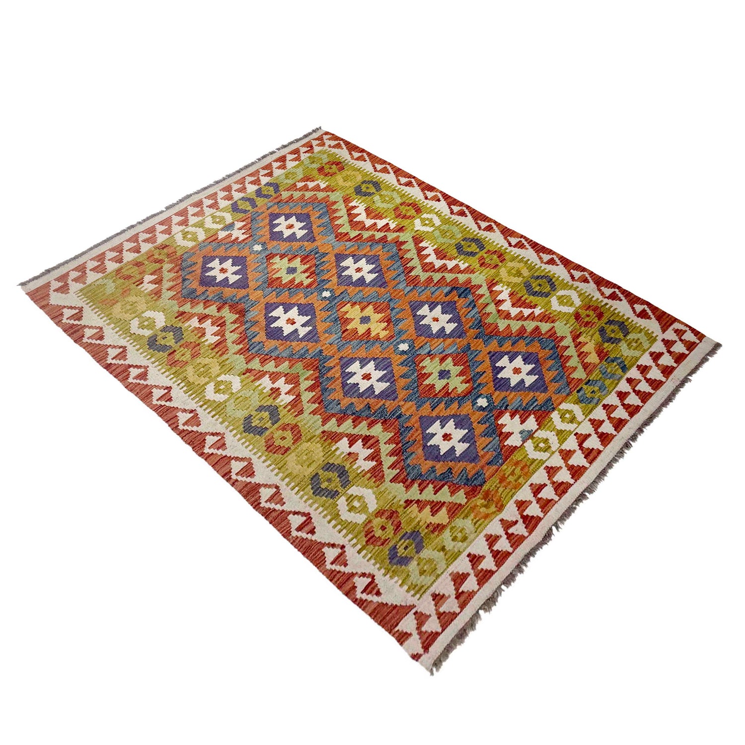 Handmade Vegetable Kilim 4' 5" x 6' 4" (ft) - No. G38880