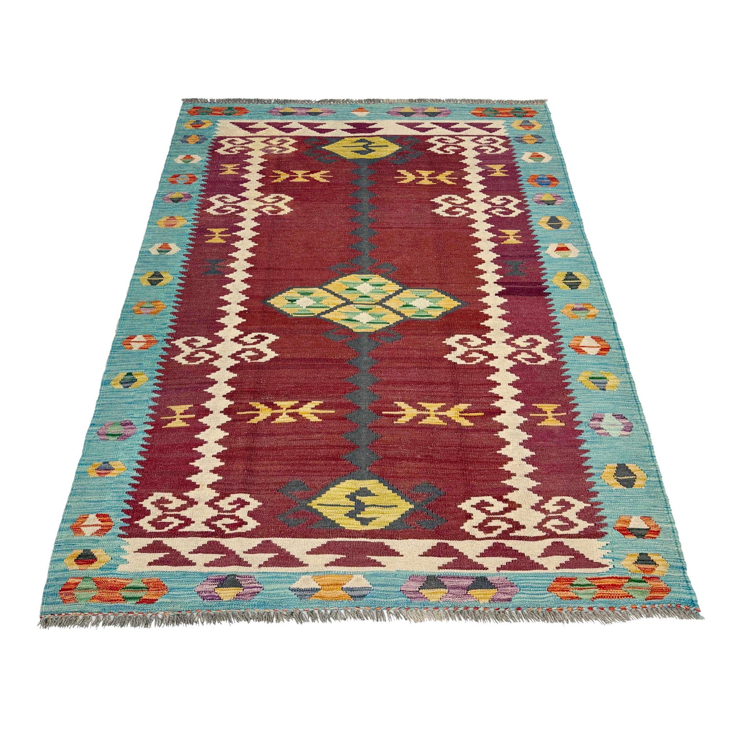 Handmade Vegetable Kilim 4' 5" x 6' 7" (ft) - No. G38881