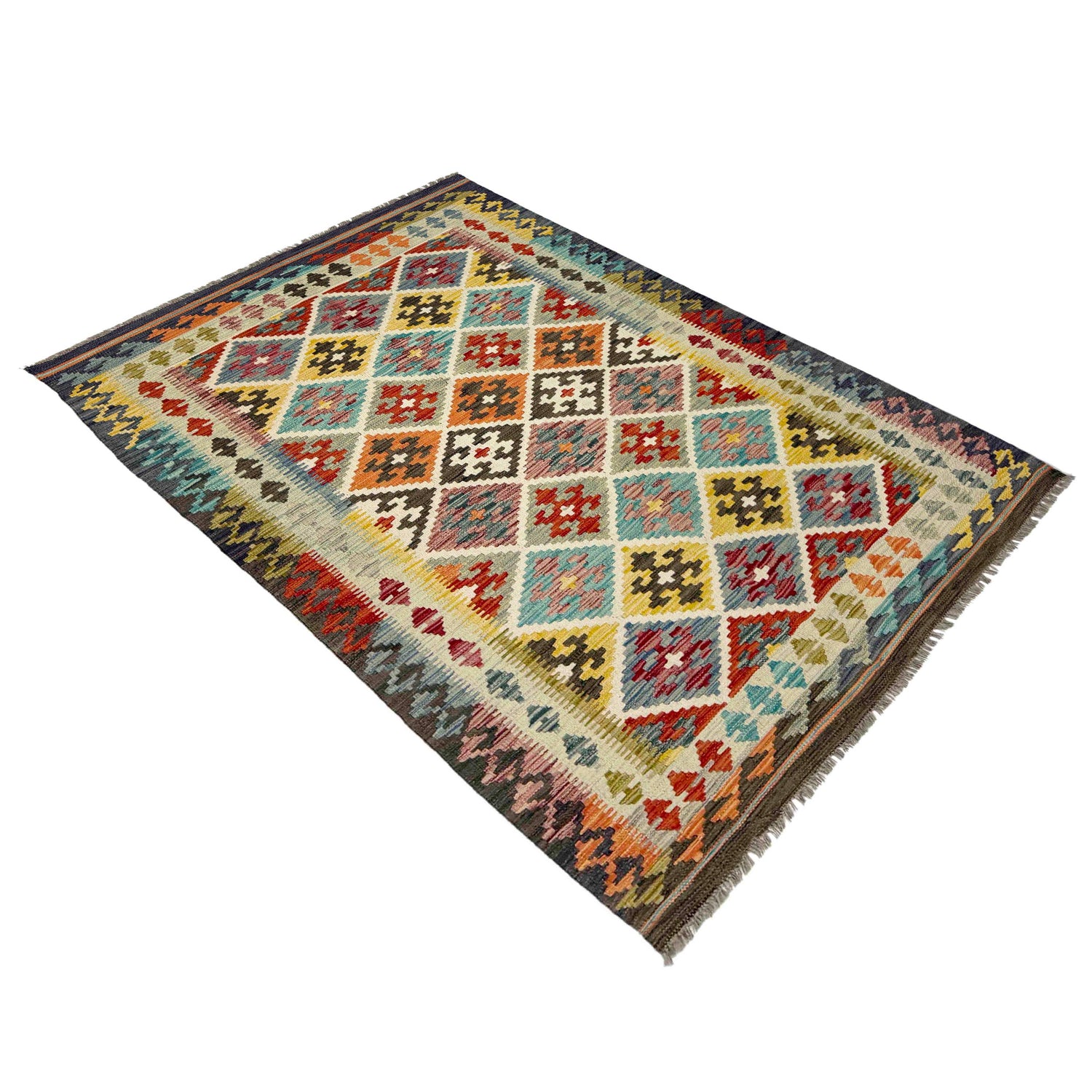 Handmade Vegetable Kelim 4' 3" x 6' 5" (ft) - No. G38882
