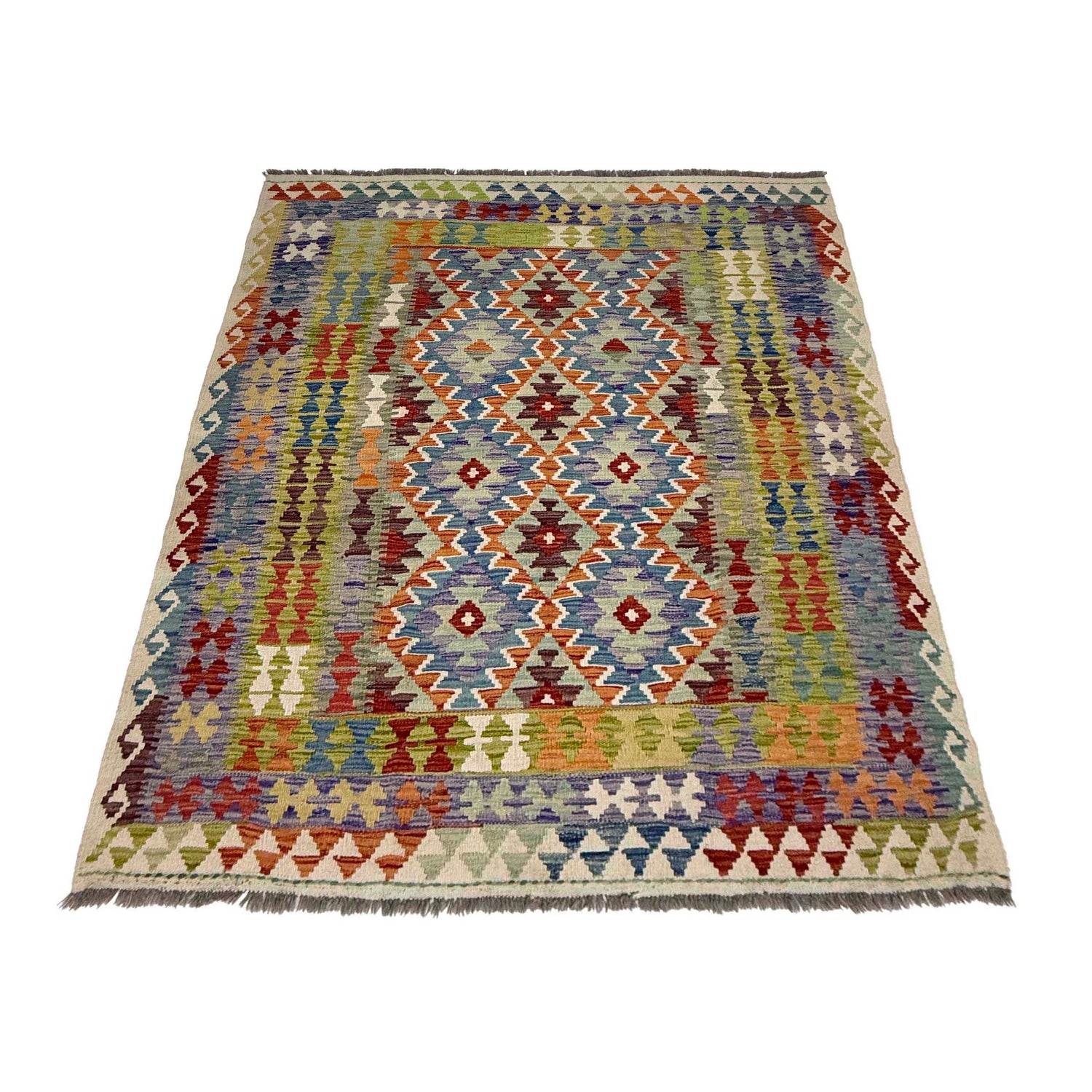Handmade Vegetable Kelim 4' 11" x 6' 5" (ft) - No. G38885