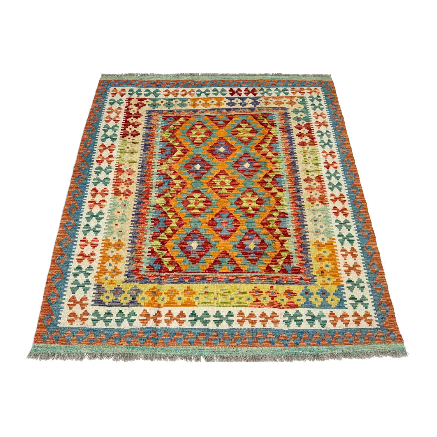 Handmade Vegetable Kelim 5' 1" x 6' 4" (ft) - No. G38886