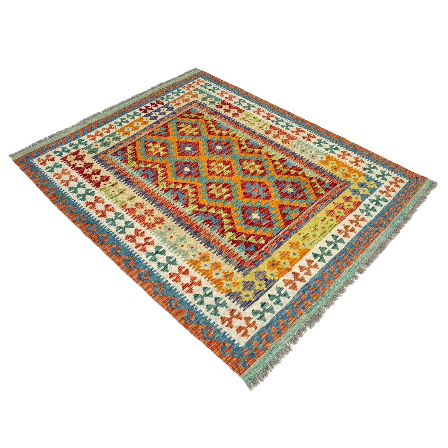 Handmade Vegetable Kelim 5' 1" x 6' 4" (ft) - No. G38886