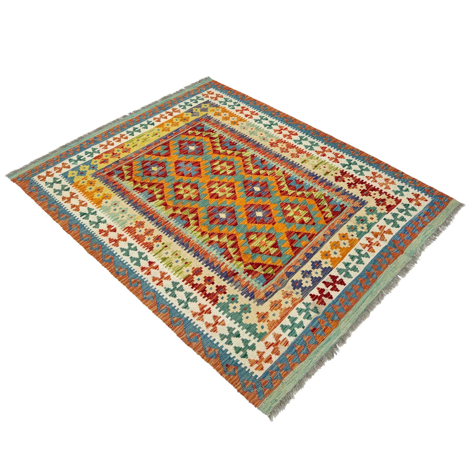 Handmade Vegetable Kelim 5' 1" x 6' 4" (ft) - No. G38886