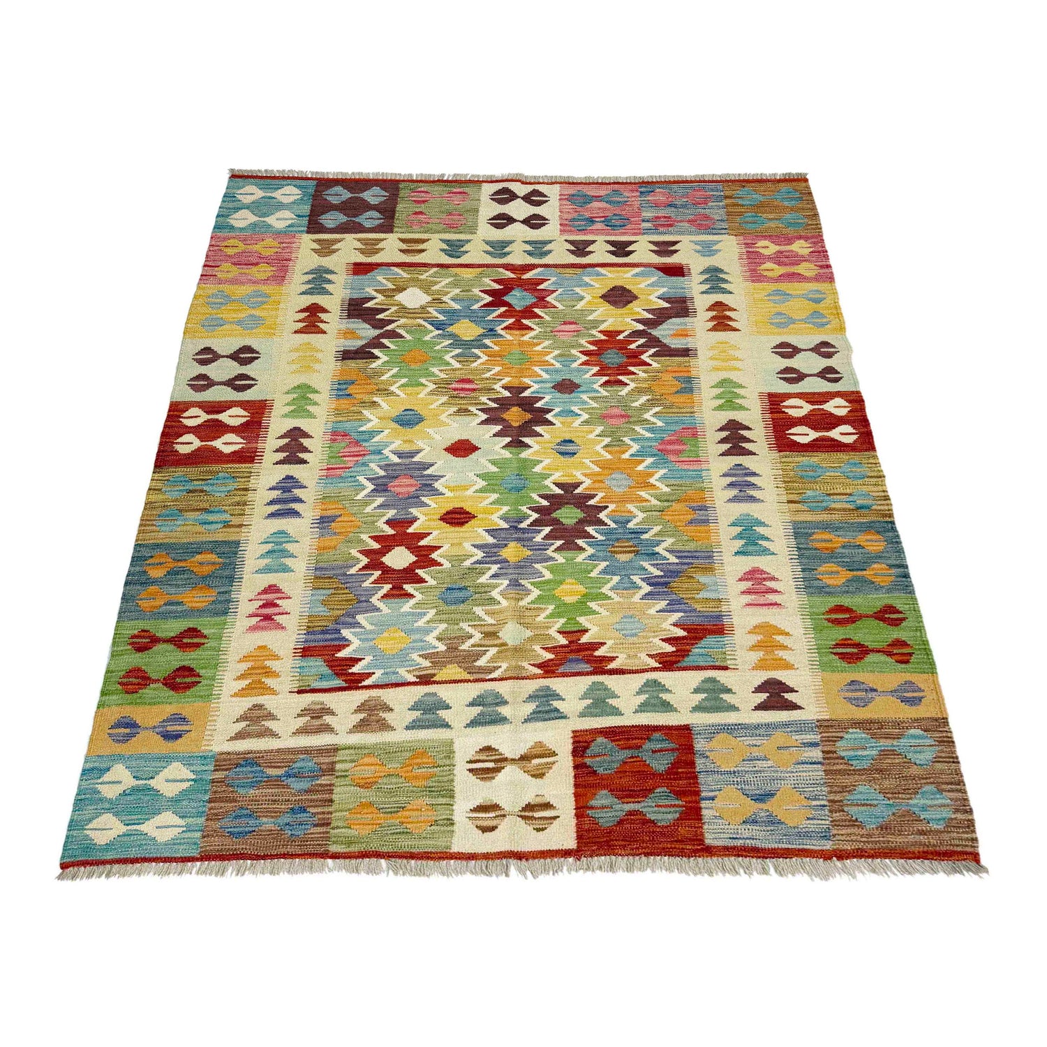 Handmade Vegetable Kelim 5' 1" x 6' 5" (ft) - No. G38888