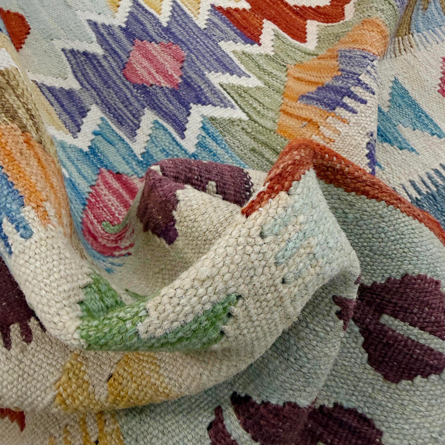 Handmade Vegetable Kelim 5' 1" x 6' 5" (ft) - No. G38888