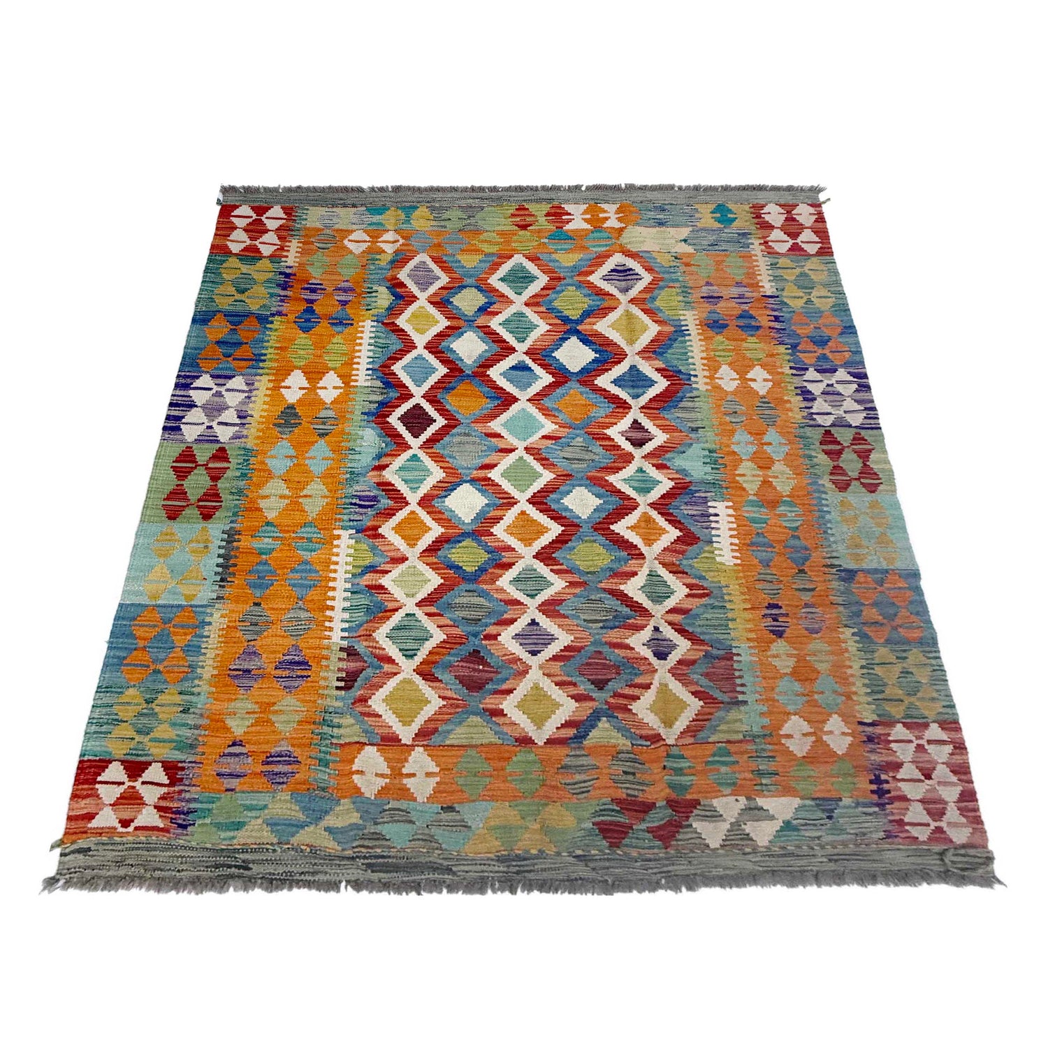 Handmade Vegetable Kilim 4' 10" x 6' 8" (ft) - No. G38892