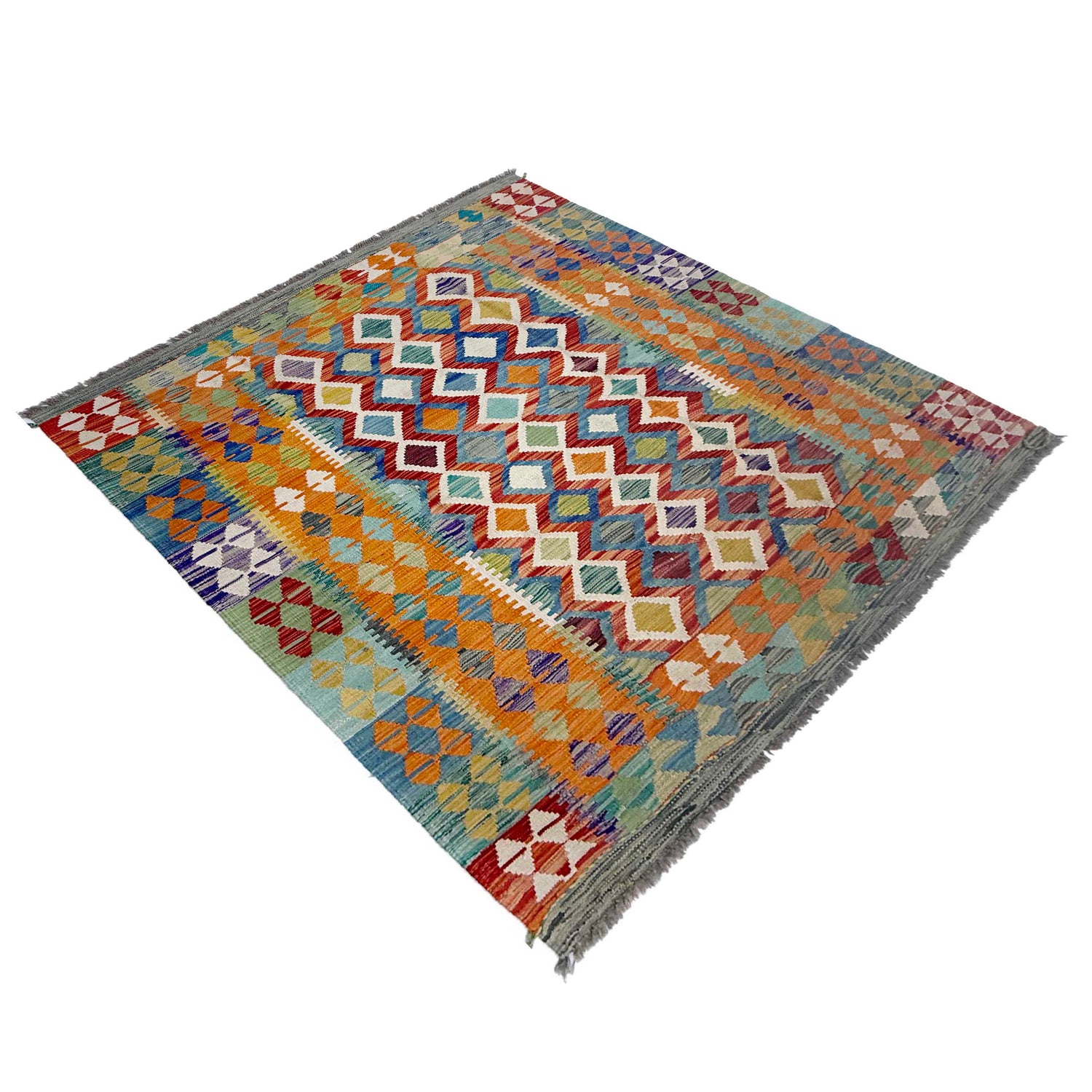 Handmade Vegetable Kilim 4' 10" x 6' 8" (ft) - No. G38892