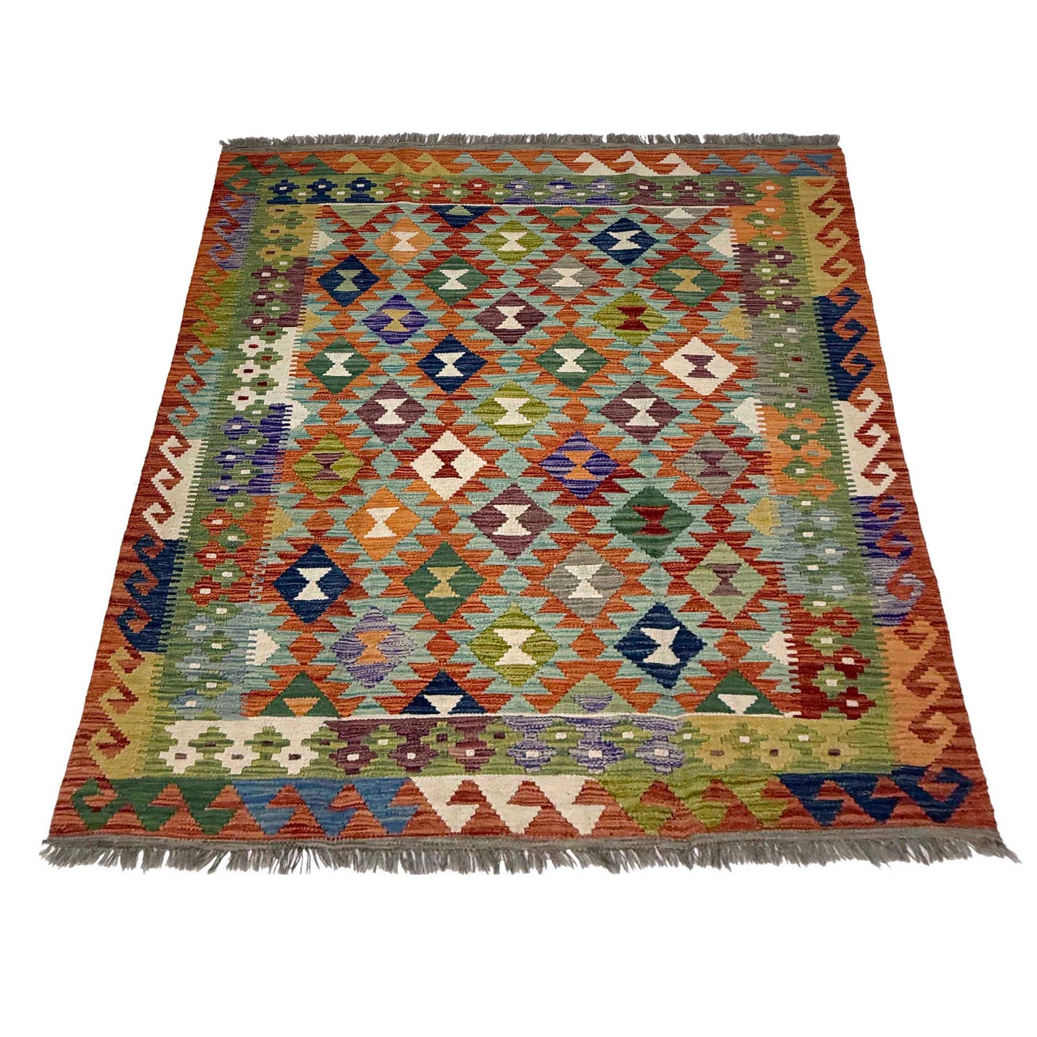 Handmade Vegetable Kelim 5' 1" x 6' 2" (ft) - No. G38894