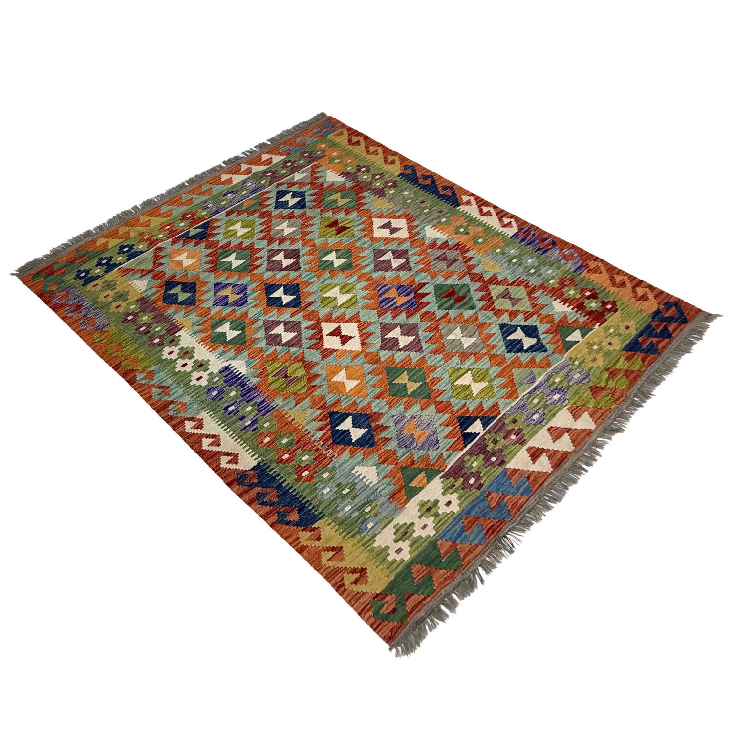 Handmade Vegetable Kelim 5' 1" x 6' 2" (ft) - No. G38894