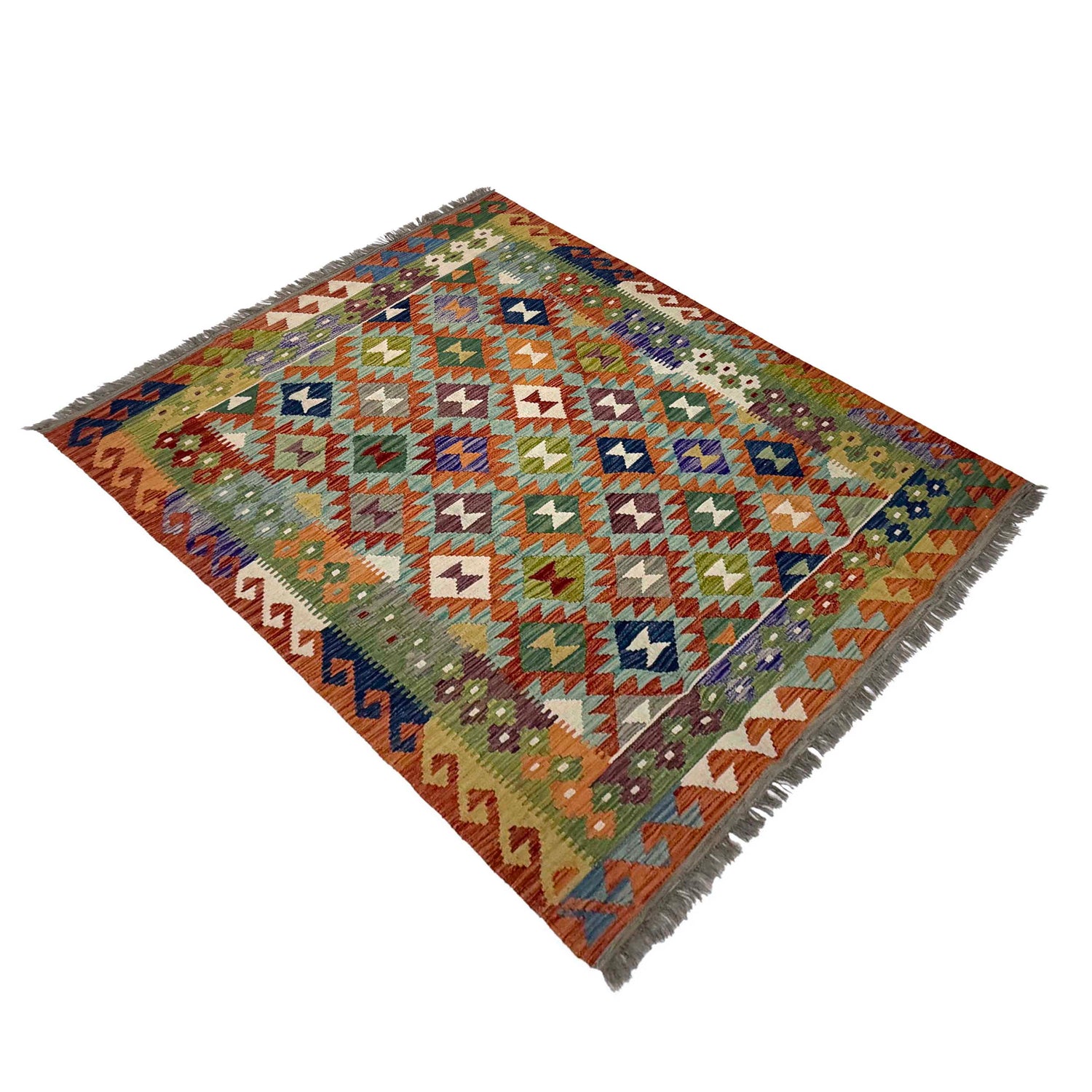 Handmade Vegetable Kelim 5' 1" x 6' 2" (ft) - No. G38894