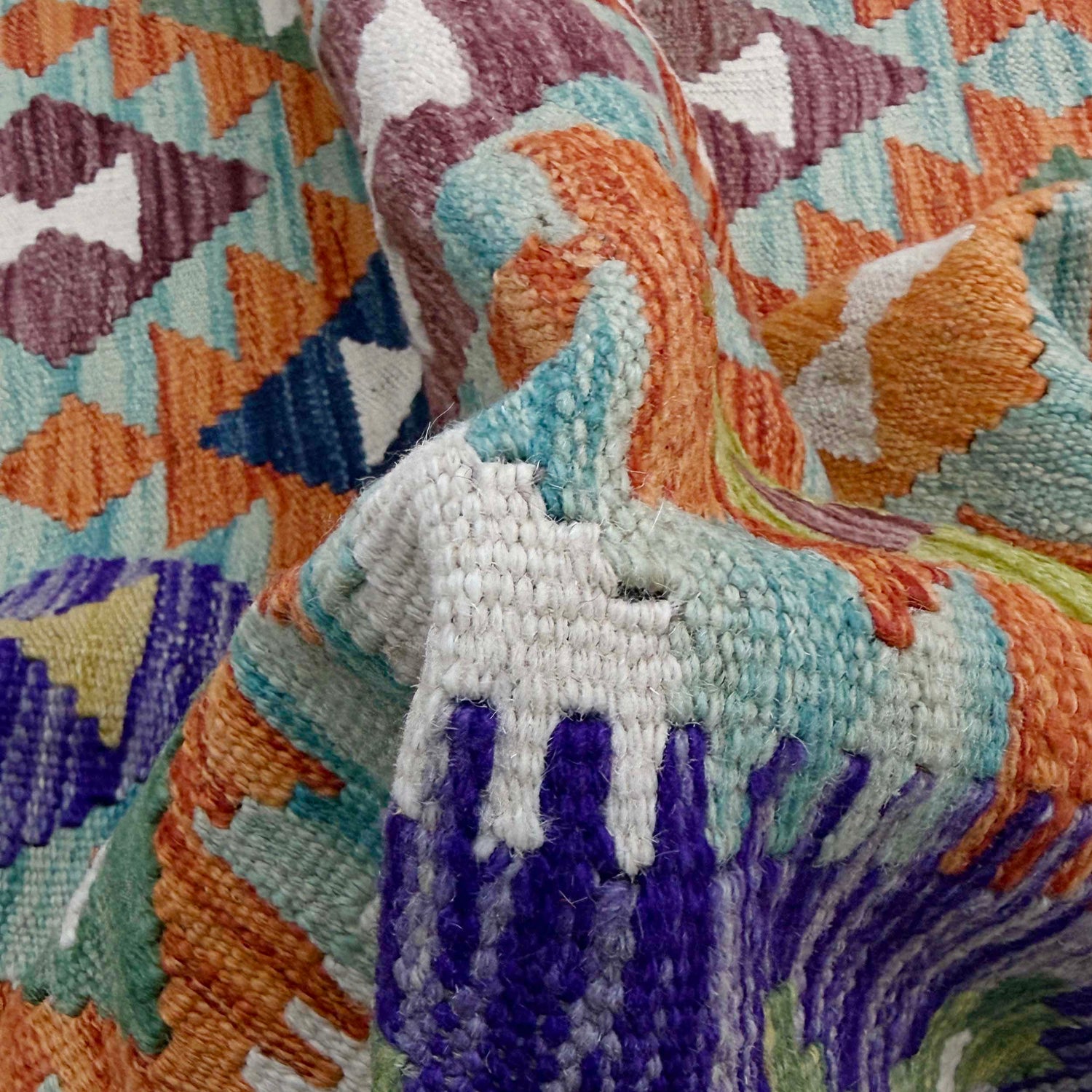 Handmade Vegetable Kelim 5' 1" x 6' 2" (ft) - No. G38894
