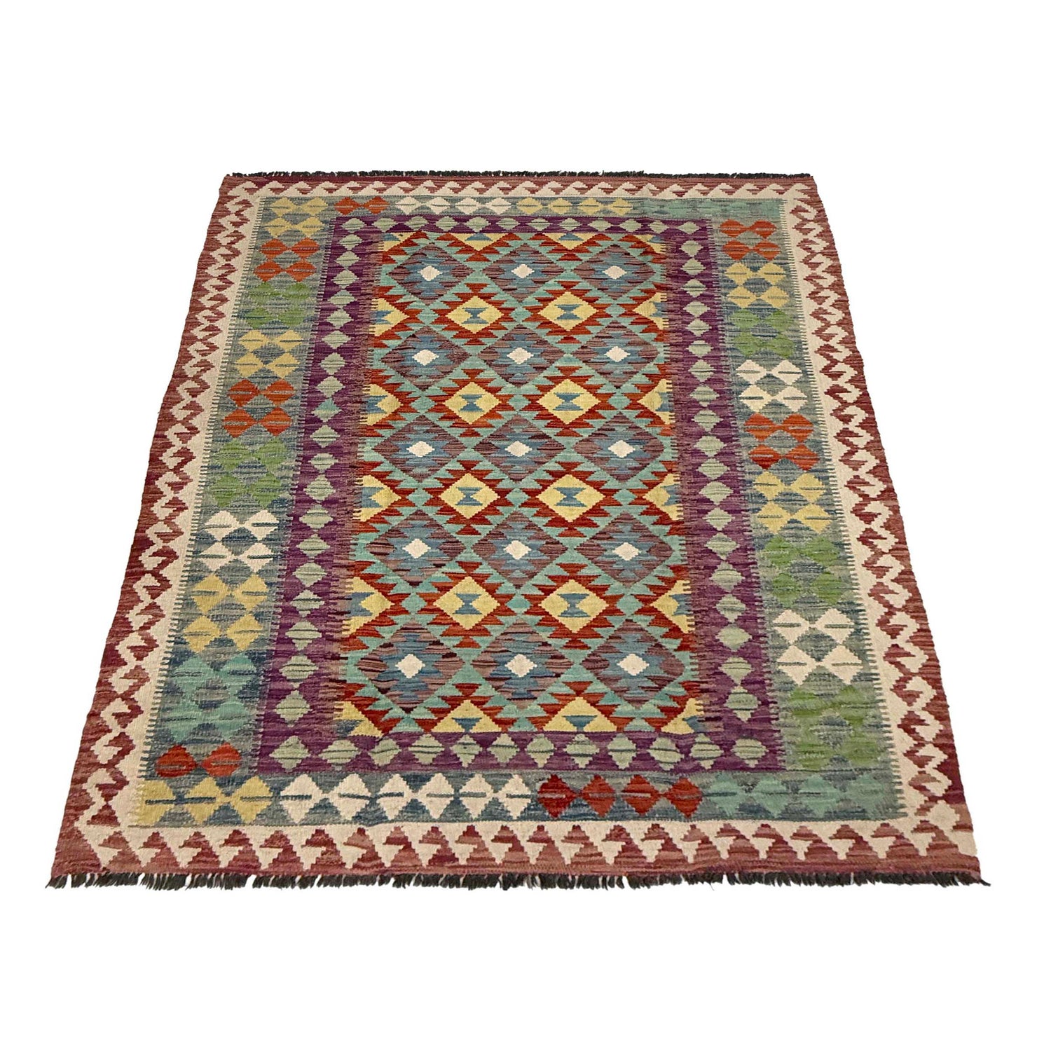 Handmade Vegetable Kilim 4' 9" x 6' 4" (ft) - No. G38895