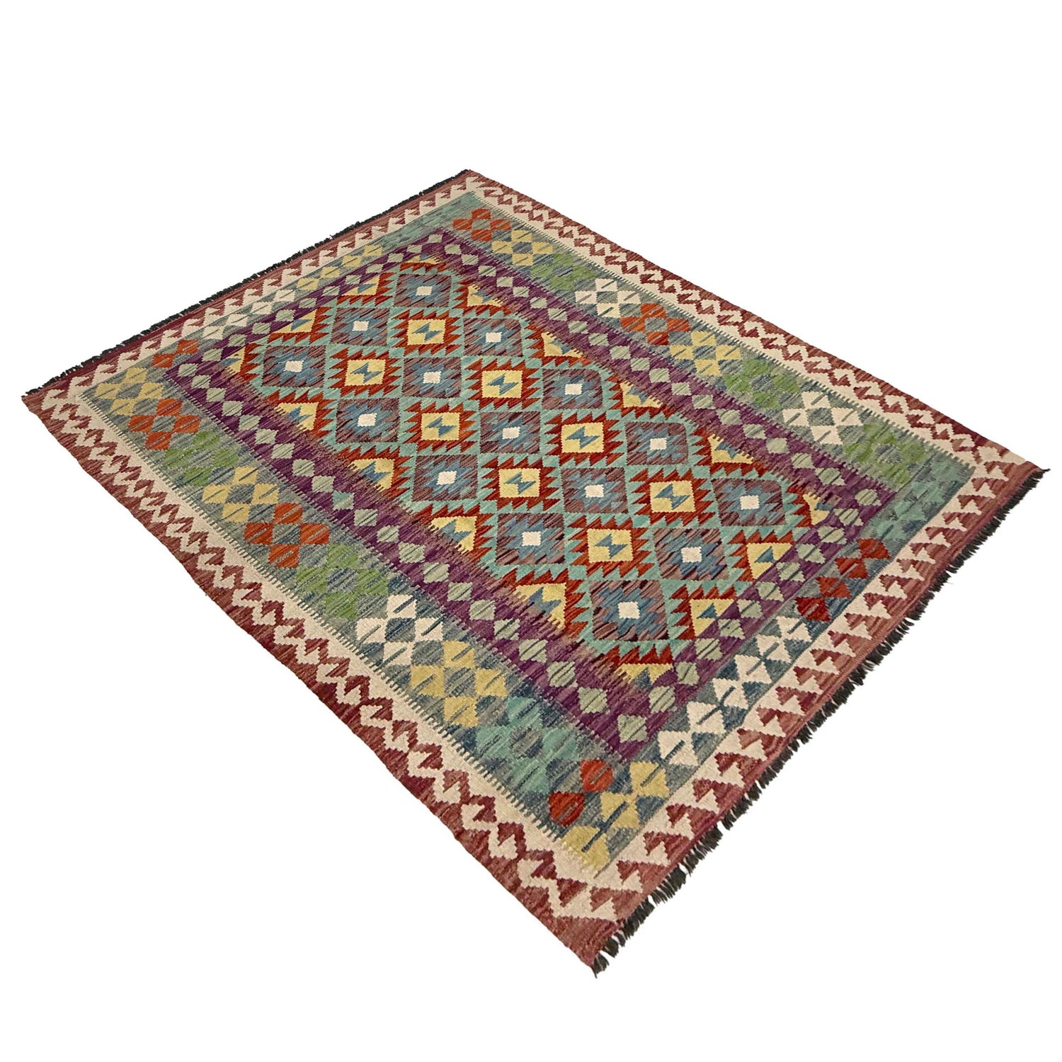 Handmade Vegetable Kilim 4' 9" x 6' 4" (ft) - No. G38895