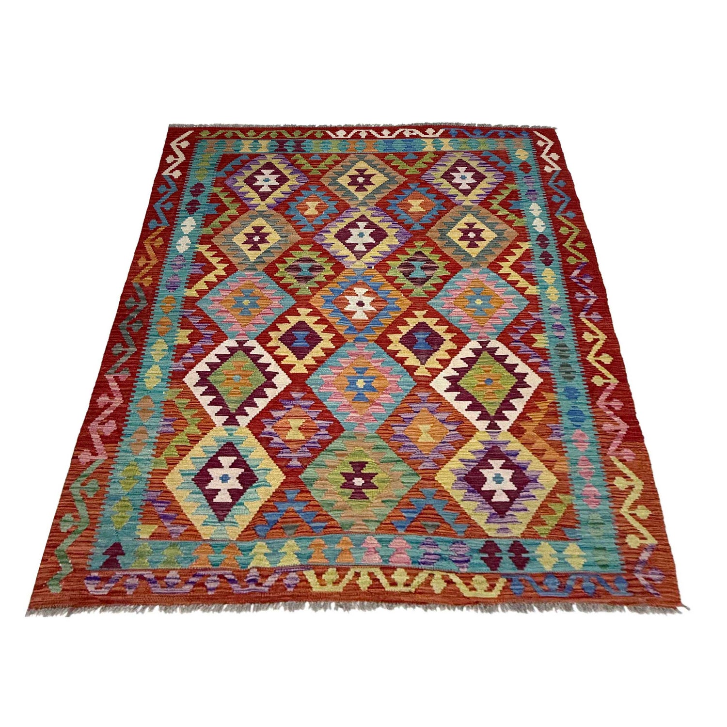 Handmade Vegetable Kelim 4' 11" x 6' 7" (ft) - No. G38896