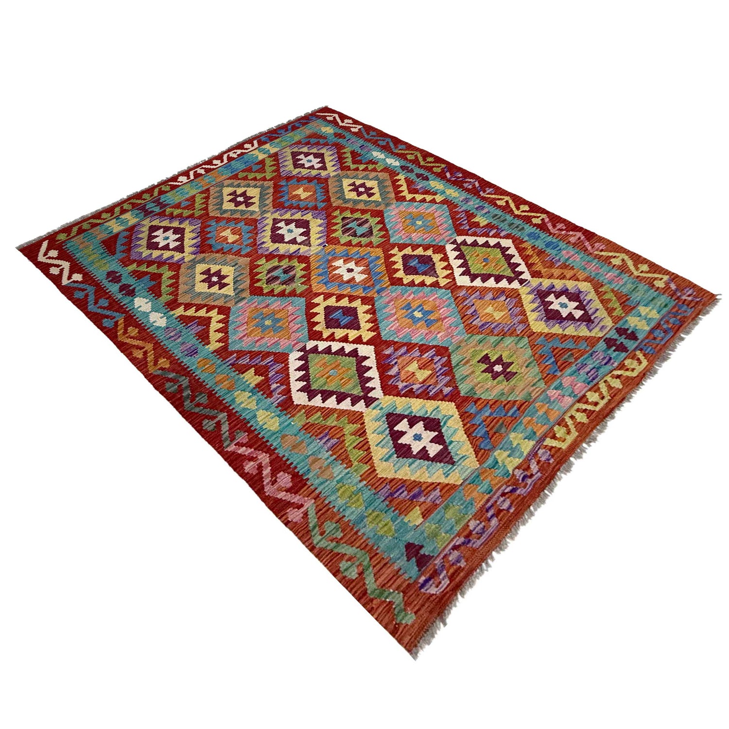 Handmade Vegetable Kelim 4' 11" x 6' 7" (ft) - No. G38896