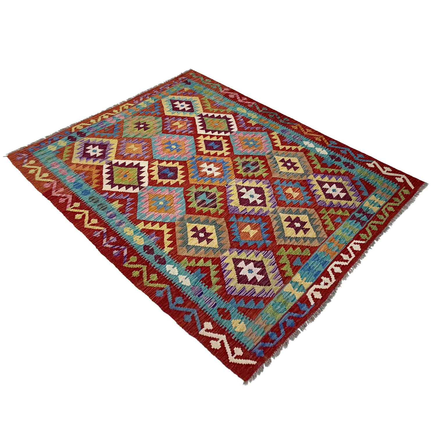 Handmade Vegetable Kelim 4' 11" x 6' 7" (ft) - No. G38896